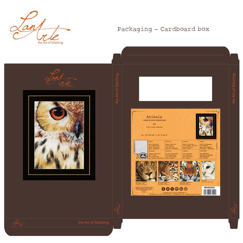 Lanarte Kreativset Lanarte PN-0157518 Eule Kreuzstichpackung, (Set, embroidery Kit), Made in Europe