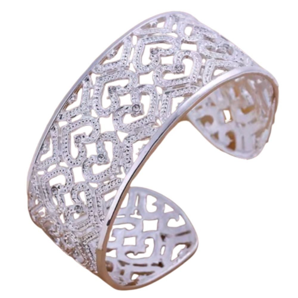 Armband Armreif breit umlaufende Herzen Silber aus 925 Silber Damen