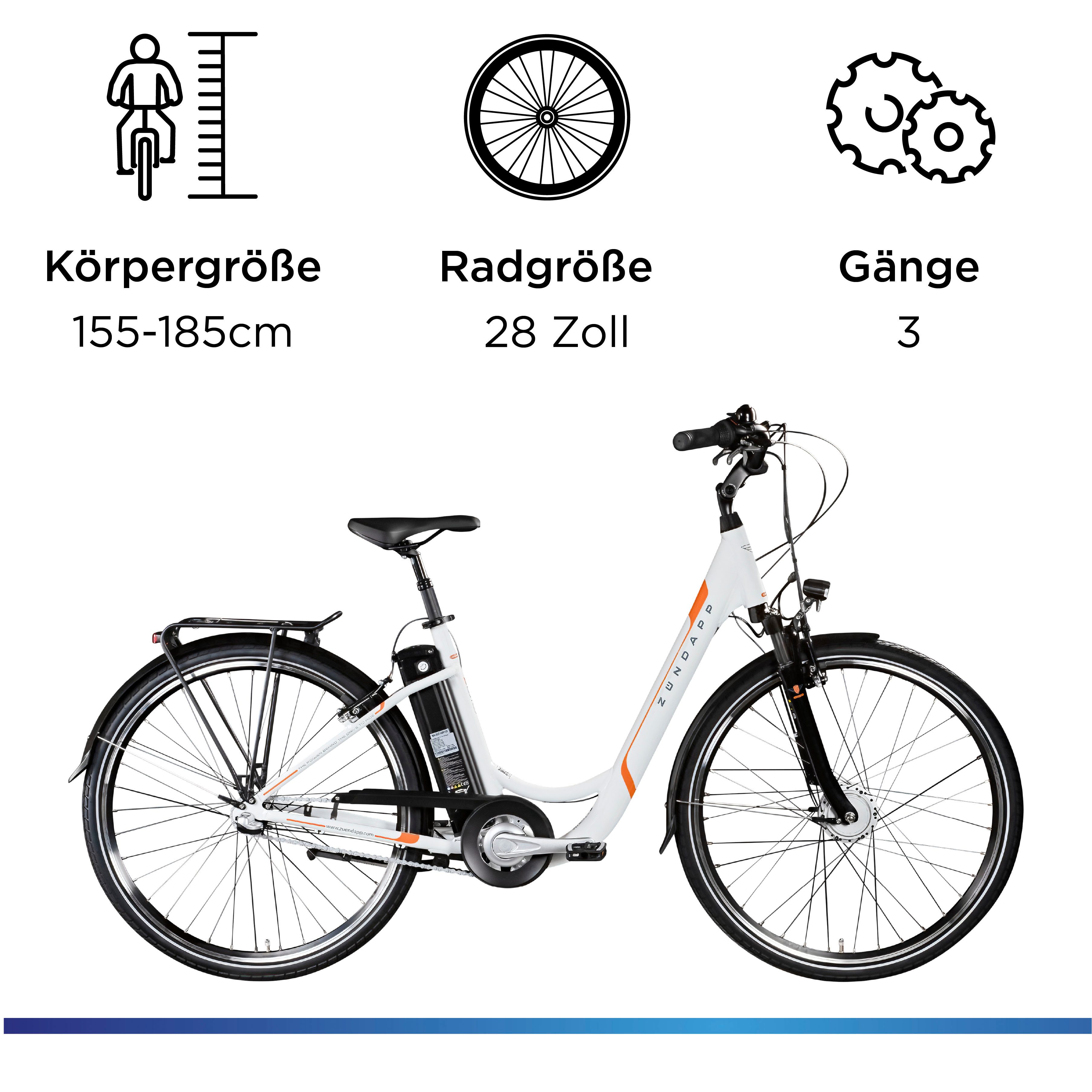 Zündapp E-Bike Cityrad Z510, 3 Gang Shimano Nexus SC-3C41 Schaltwerk, Nabenschaltung, Frontmotor, 531 Wh, Pedelec, Elektrofahrrad für Damen u. Herren