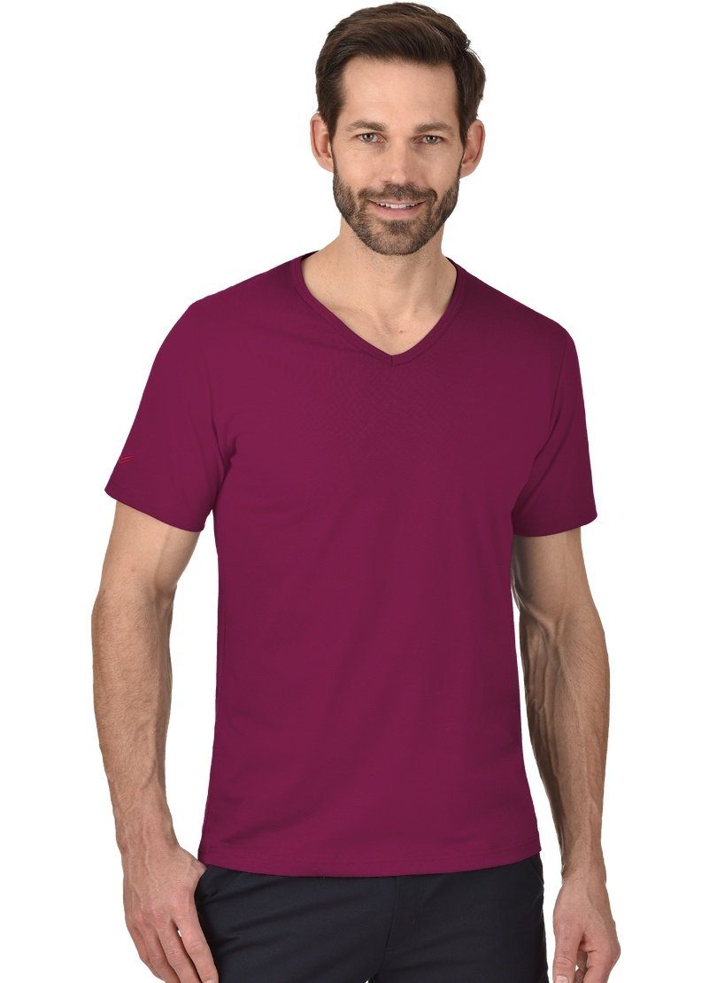 Trigema T-Shirt TRIGEMA V-Shirt aus 100% Bio-Baumwolle (kbA) sangria-C2C