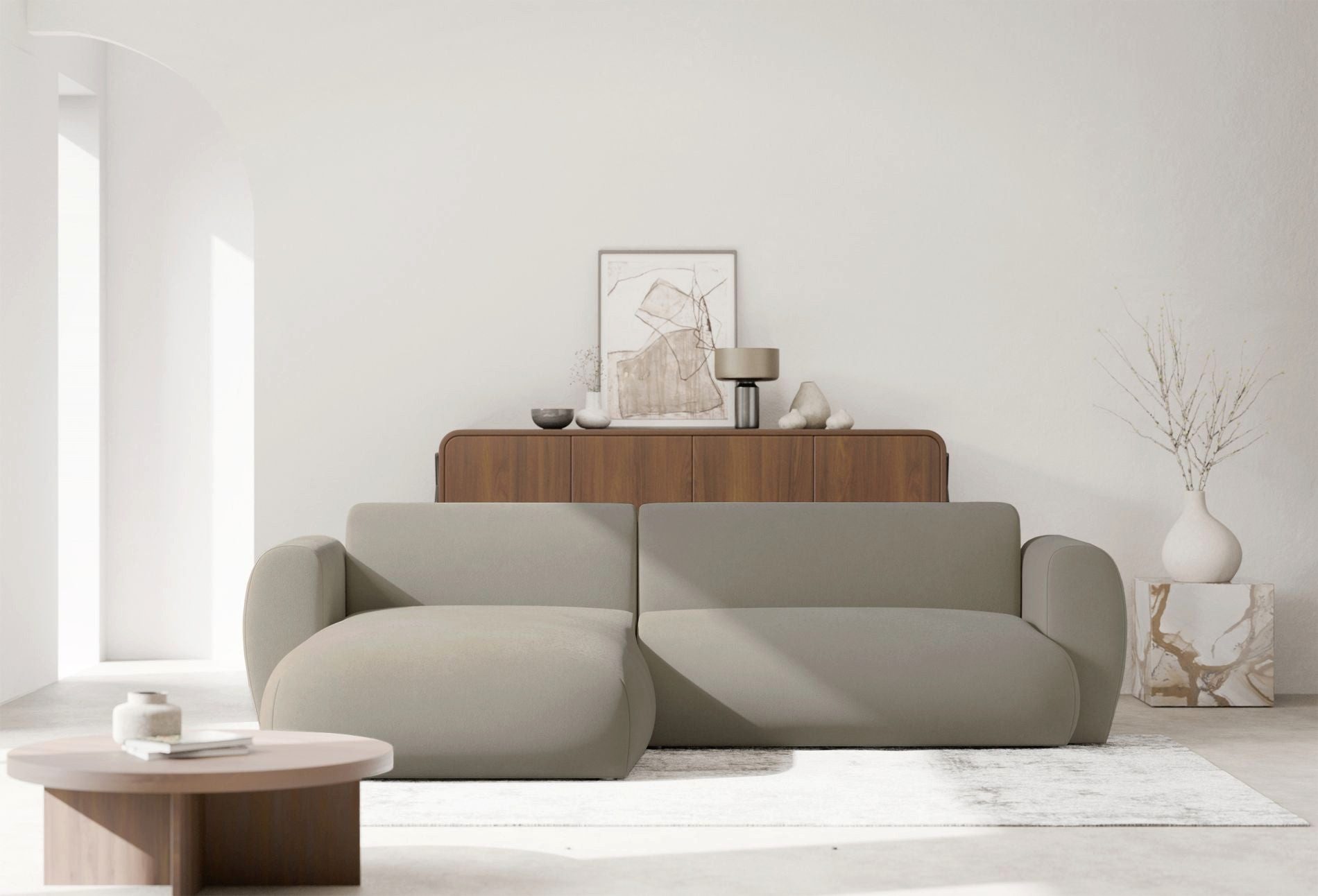 Selsey Ecksofa EMIA, Eckcouch mit Ottomane, Schlaffunktion und Easy Clean Chenille-Bezug