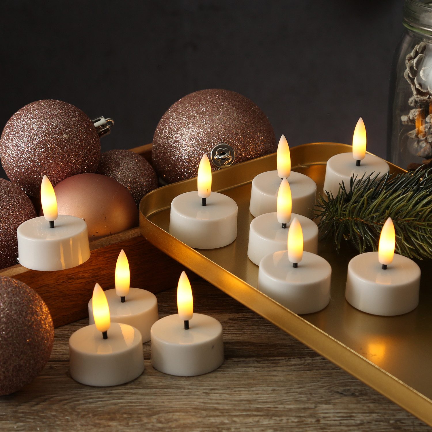 Adilina LED-Kerze LED Teelichter mit Batterien Timer flackernd D: 3,8cm wei günstig online kaufen