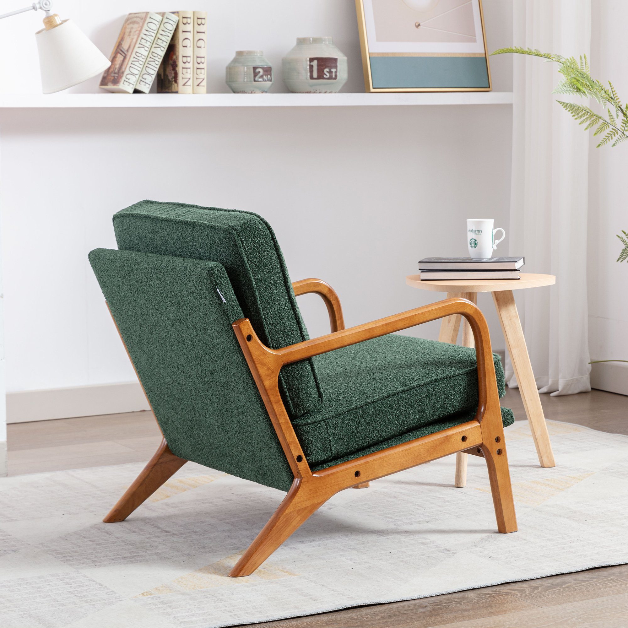 PU aus Gummiholz), Kunstleder Sessel Sessel besteht stoff grün WISHDOR Freizeitstuhl (Stuhlbein Loungesessel Polsterstuhl Relaxsessel