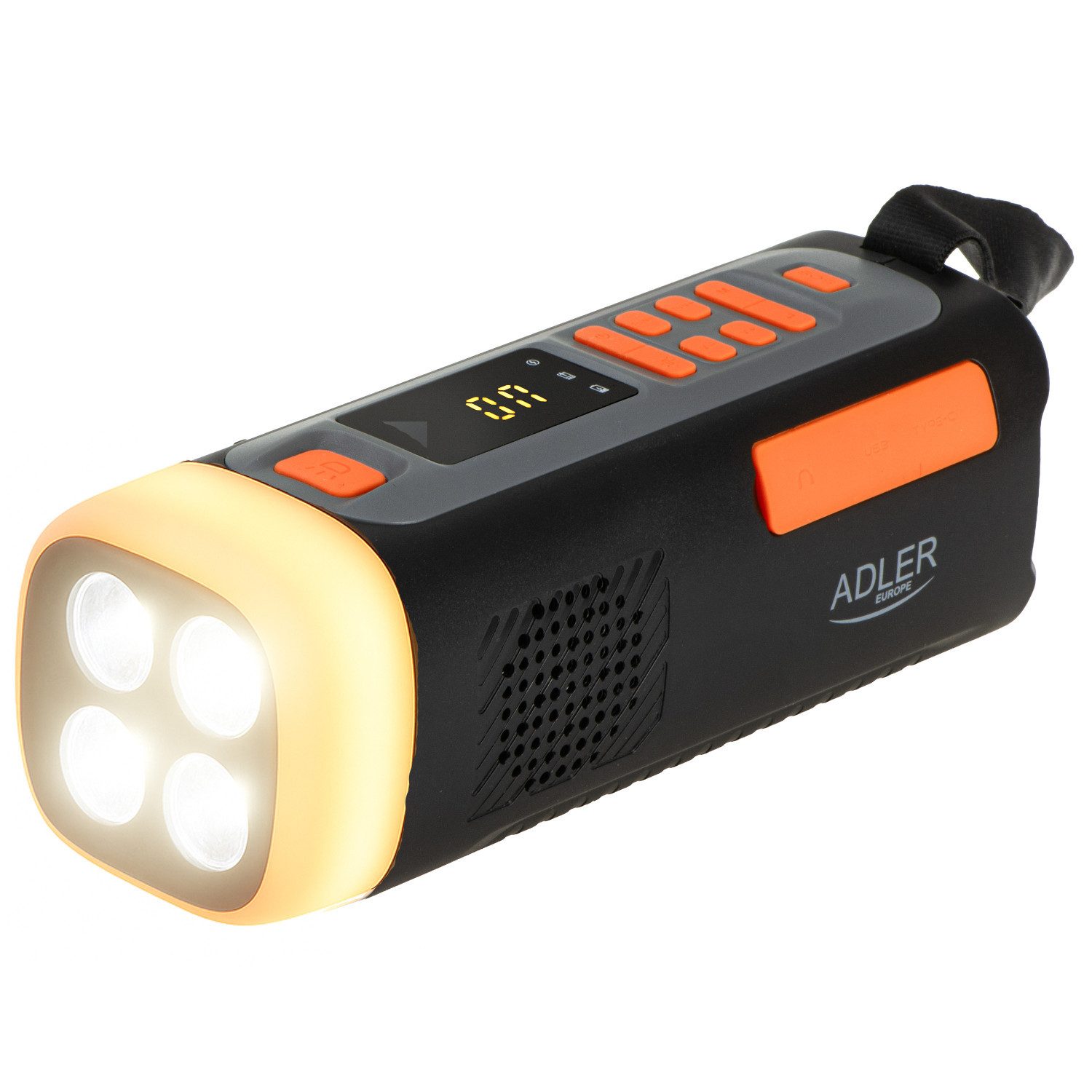 Adler AD 1920 Notfallradio (Kurbel und Powerbank, Bluetooth 5.0, 4-W-LED-Taschenlampe)
