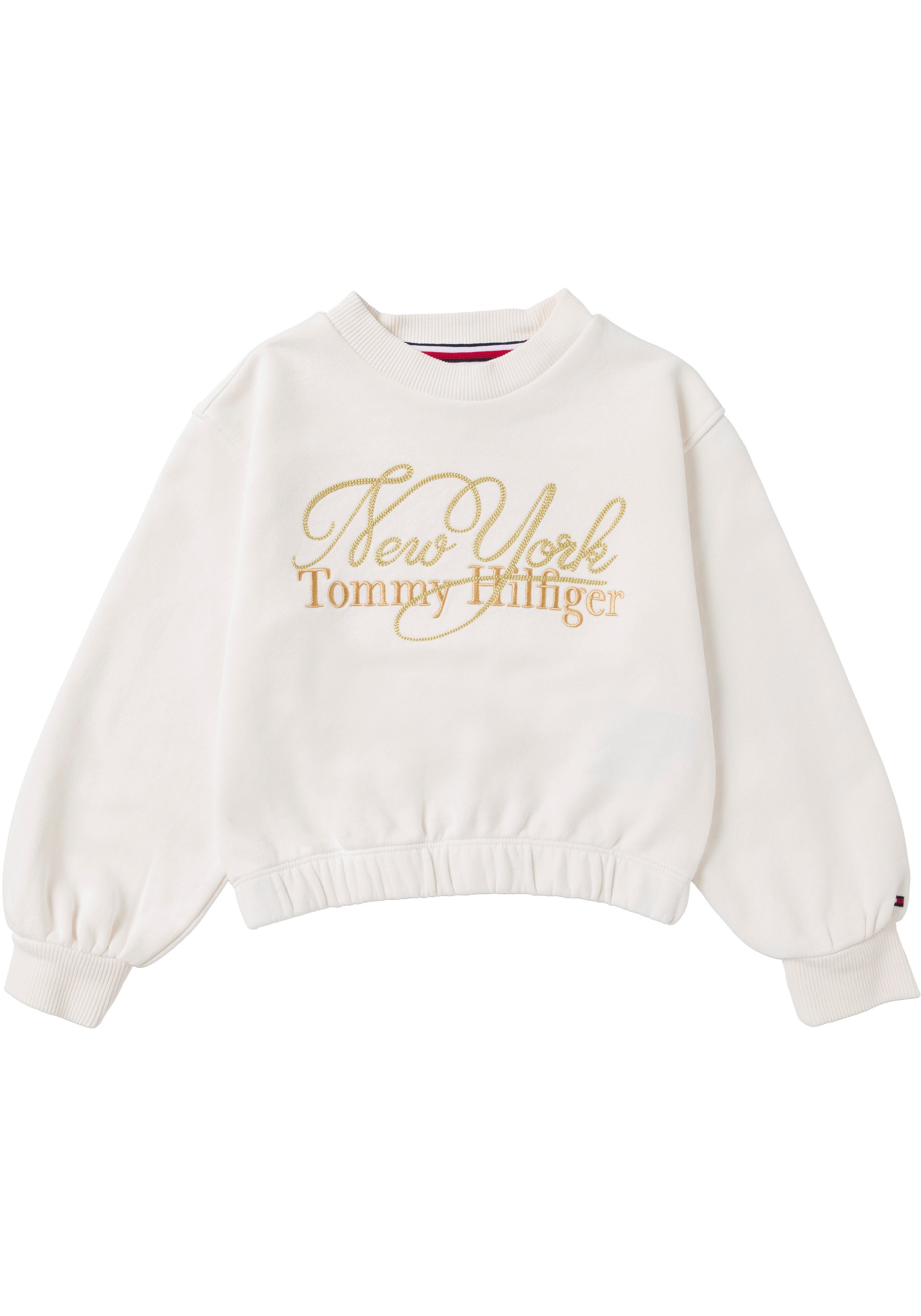 Tommy Hilfiger Pulloversaum elastischem Sweatshirt SWEATSHIRT SCRIPT L/S NY TOMMY (1-tlg) mit