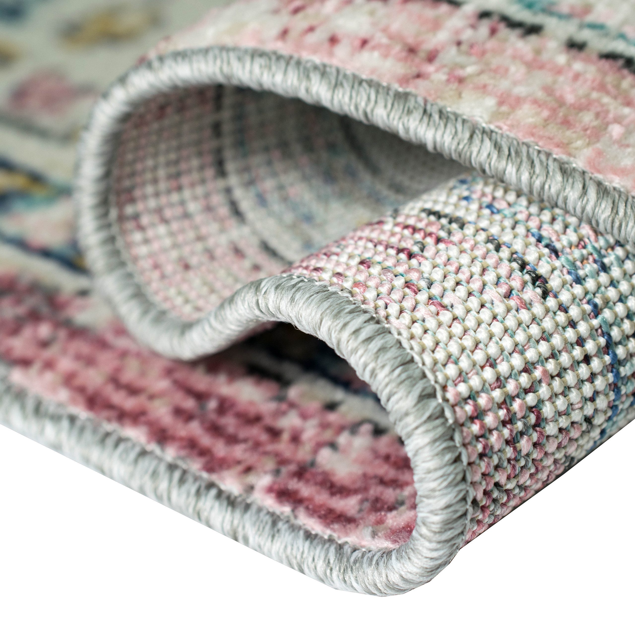TeppichHome24 Teppich Teppich Orient Outdoor Vintage in rosa, rund, Höhe: 4 mm