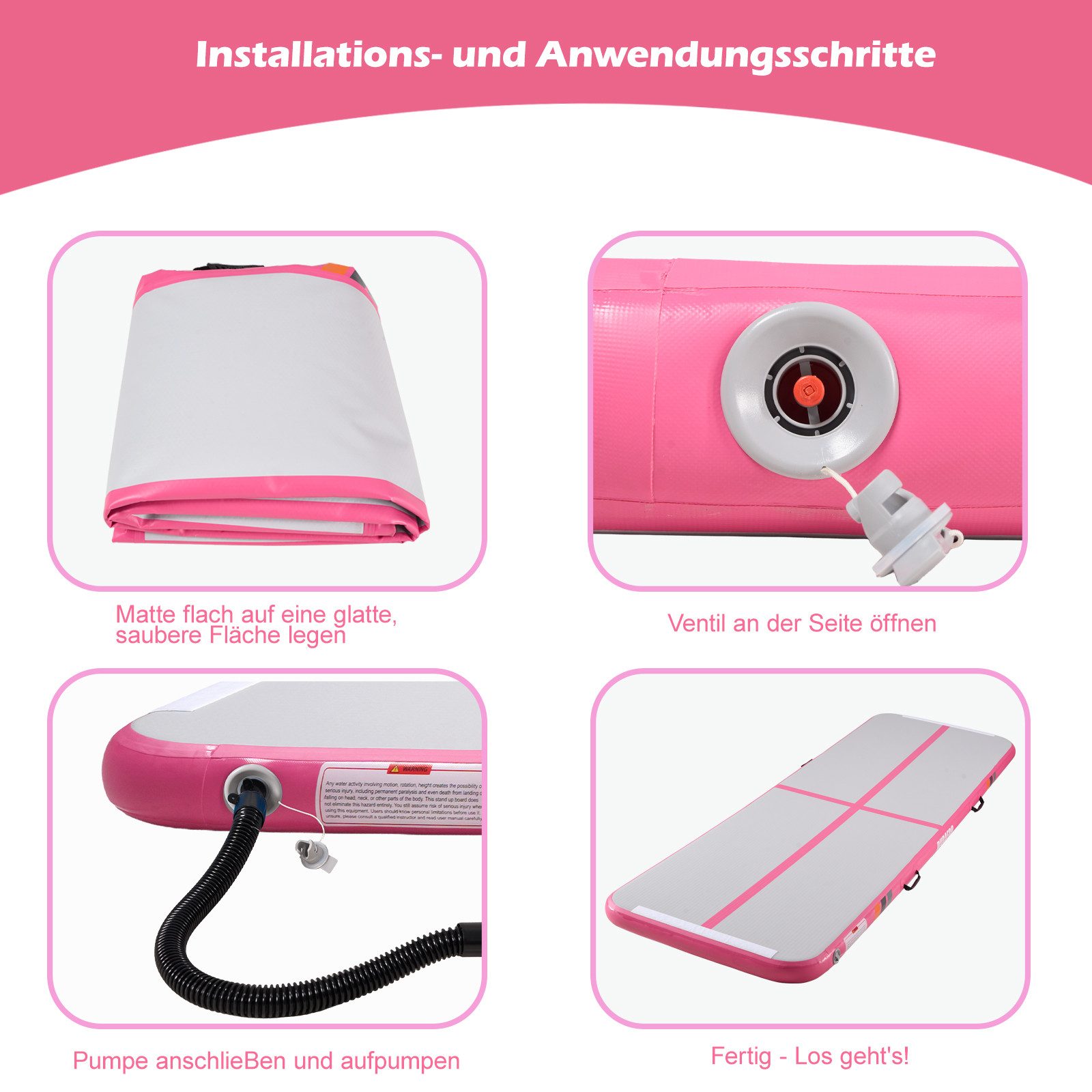 DURAERO Yogamatte Airtrack Matte Tumbling Matte Gymnastikmatte 300x100x10 CM – Bild 4 von 5