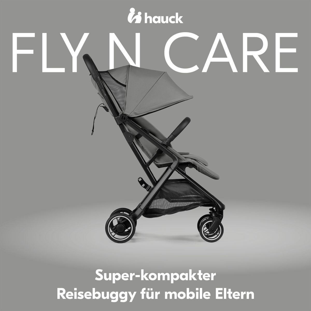 Hauck Kinder-Buggy Fly N Care - Stone, Sportwagen Reisebuggy mit Liegefunktion & Einhand Faltung bis 22 kg