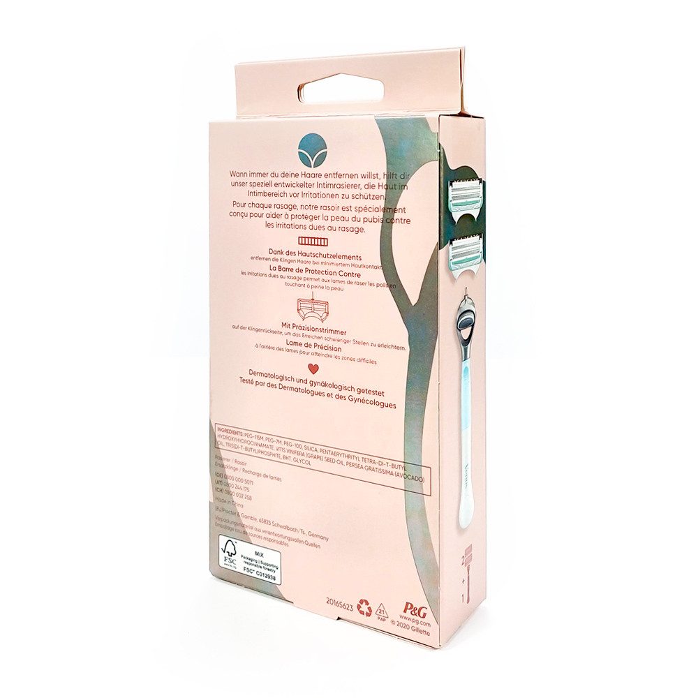 Gillette Venus Nassrasierer Satin Care Rasierer für den Intimbereich mit 2 Klingen