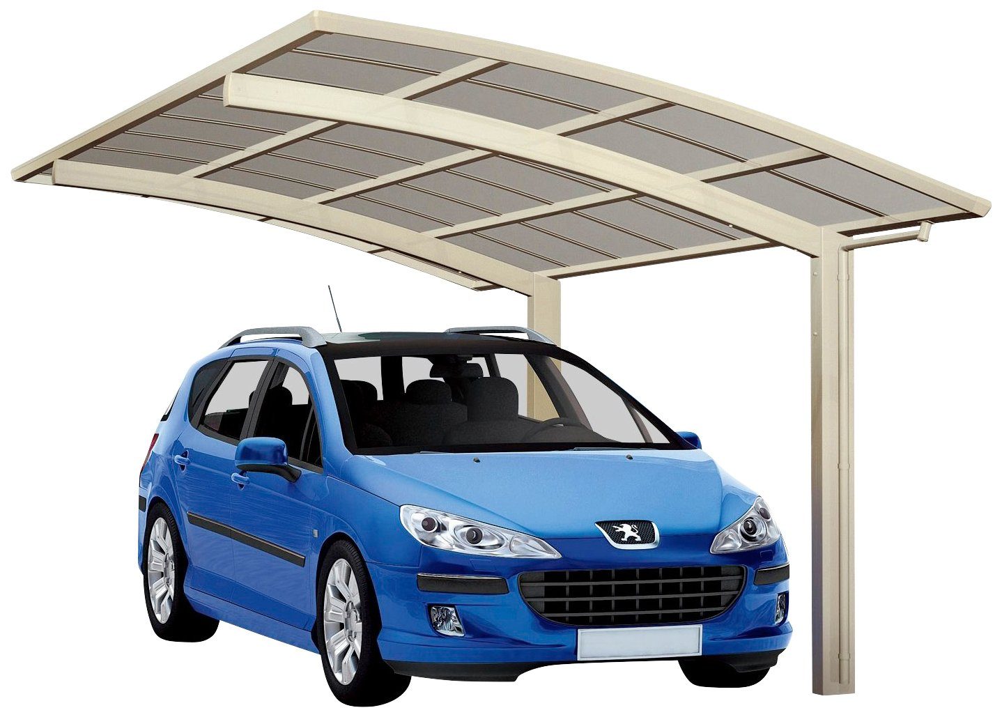 Ximax Einzelcarport Portoforte Typ 80 Sonderbreite XS-Edelstahl-Look, BxT: 241x495 cm, 240 cm Einfahrtshöhe, Aluminium | Carports