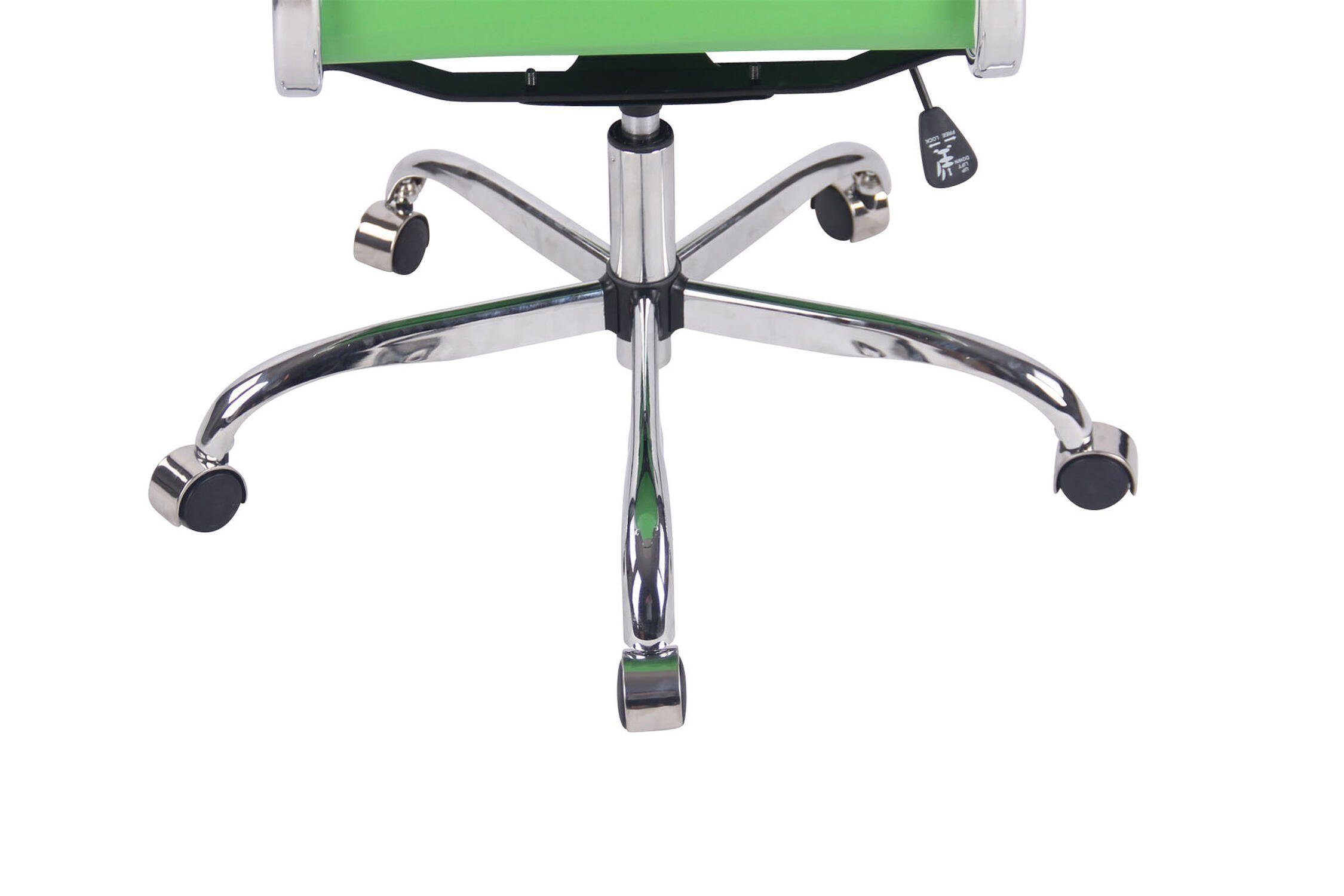 ergonomisch Gestell: Chefsessel, Sitzfläche: Rückenlehne Bürostuhl bequemer - TPFLiving XXL), Beta geformter grün Drehstuhl, chrom Bürostuhl Kunstleder (Schreibtischstuhl, Metall mit