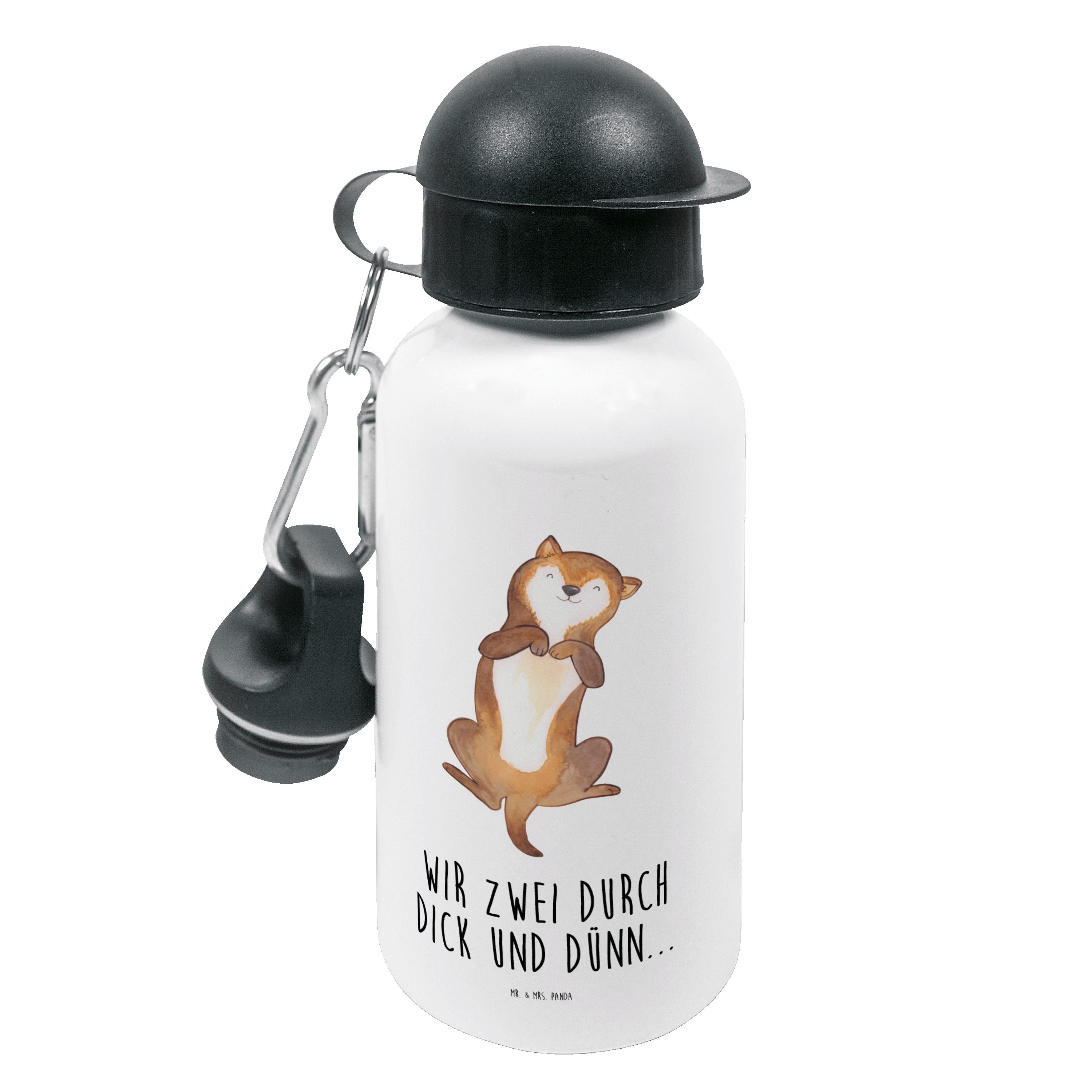 Mr. & Mrs. Panda Trinkflasche Hund Bauchkraulen - Weiß - Geschenk, Kinderflasche, Wauwau, Hundebesi