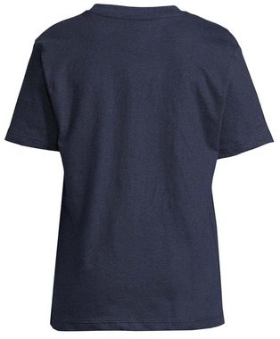 MyDesign24 Print-Shirt bedrucktes Kinder T-Shirt mit T-Rex beim Schach Baumwollshirt mit Dino, schwarz, weiß, rot, blau, i67