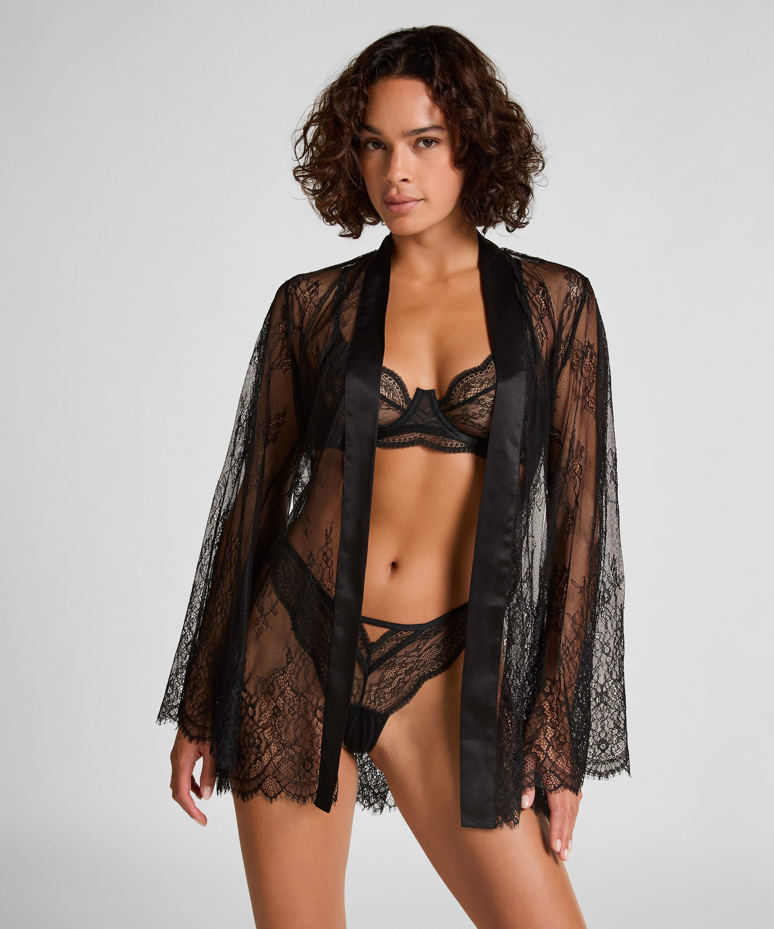 Hunkemöller Bademantel Kimono Allover-Spitze