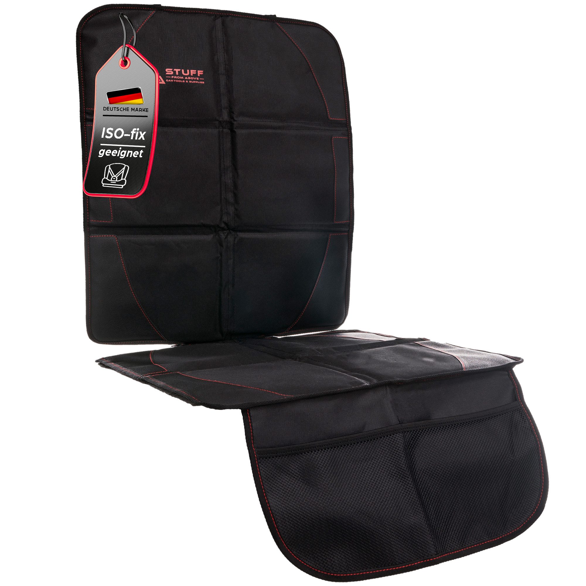 stuff from above Autositzschutz Universal Autositzschoner und Kindersitzunterlage (Iso-Fix geeignet), mit Netztasche, für alle Automarken geeignet, für Vordersitz, Rücksitz & Kindersitz