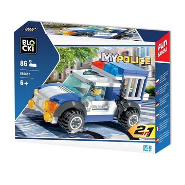 Blocki Konstruktions-Spielset BLOCKI MyPolice Polizeiwagen Polizeiauto Bausatz Spielzeug 86 Teile