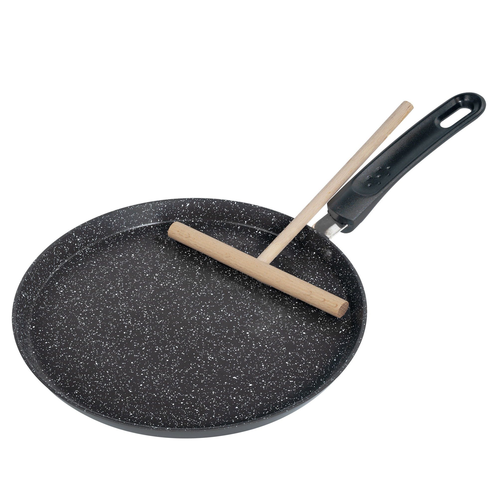 STONELINE Crêpepfanne, Aluminium (Set, 1-tlg., 1 Pfanne, 1 Teigverteiler aus Holz), mit echten Steinpartikeln, induktionsgeeignet, Designed in Germany