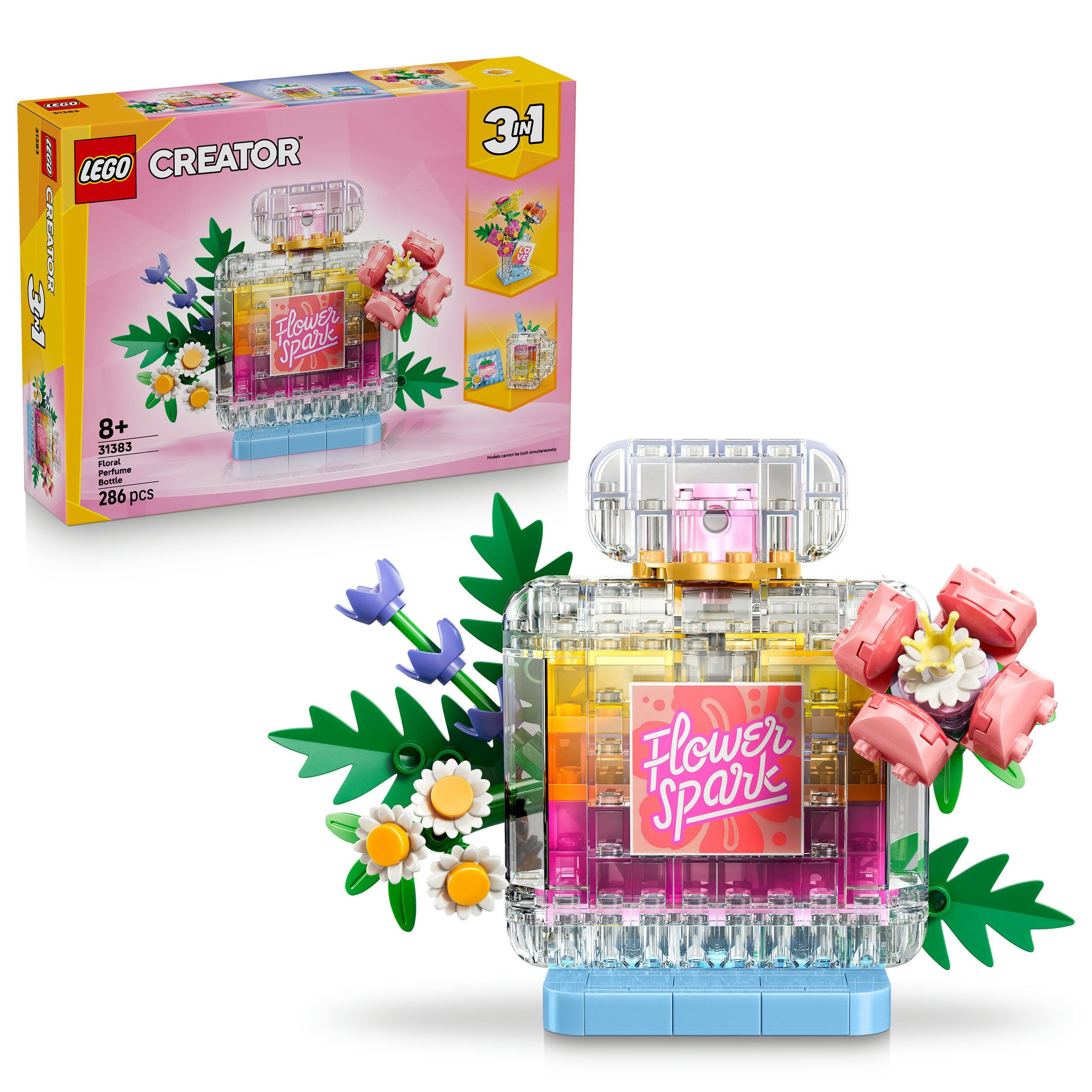 LEGO® Parfümflasche mit Blumendeko (31383), LEGO Creator Konstruktionsspielsteine, (286 St), Made in Europe
