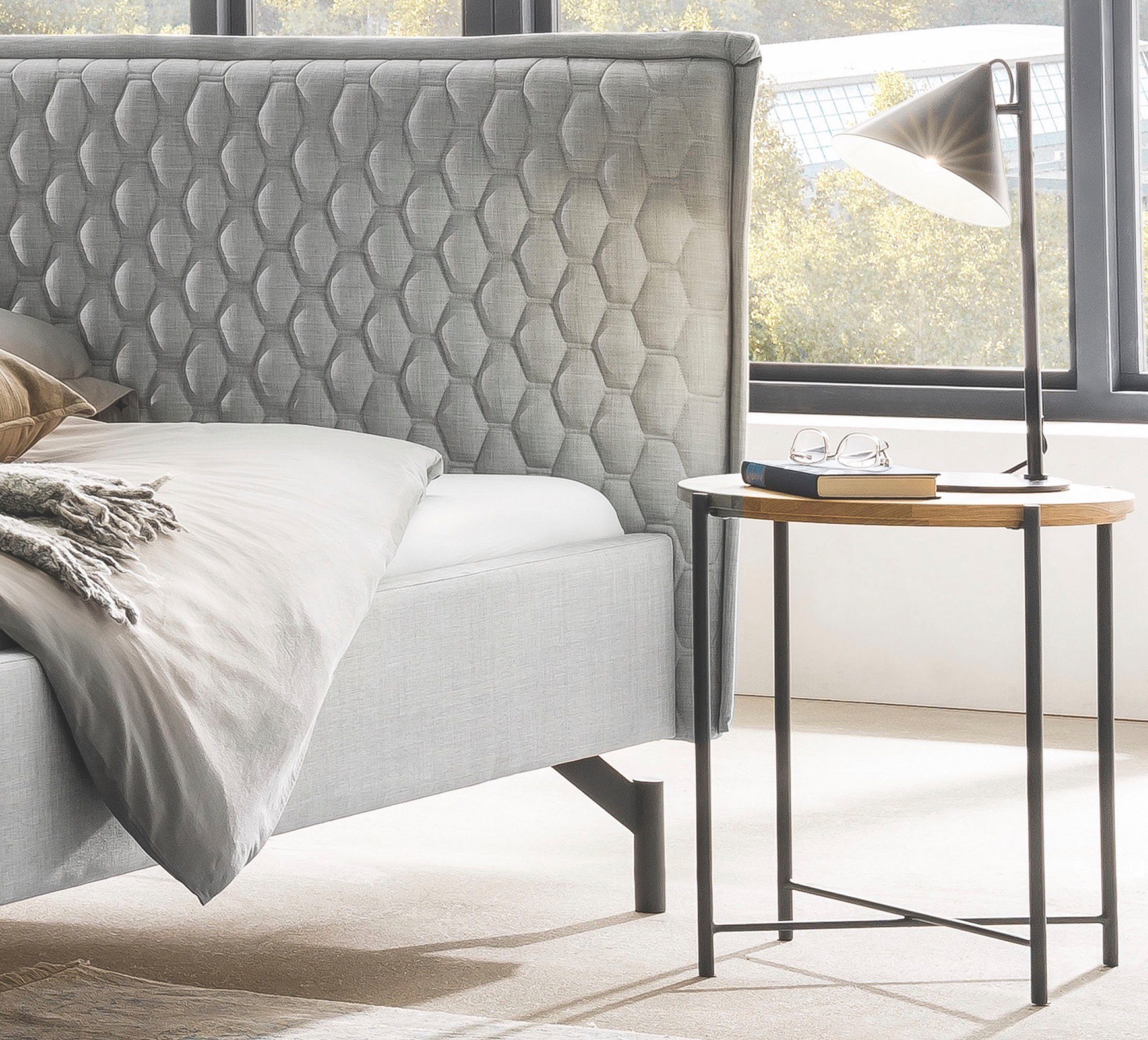 HASENA Polsterbett Nardo, in schönem Strukturstoff, mit trendiger Wabensteppung und Stehsaum