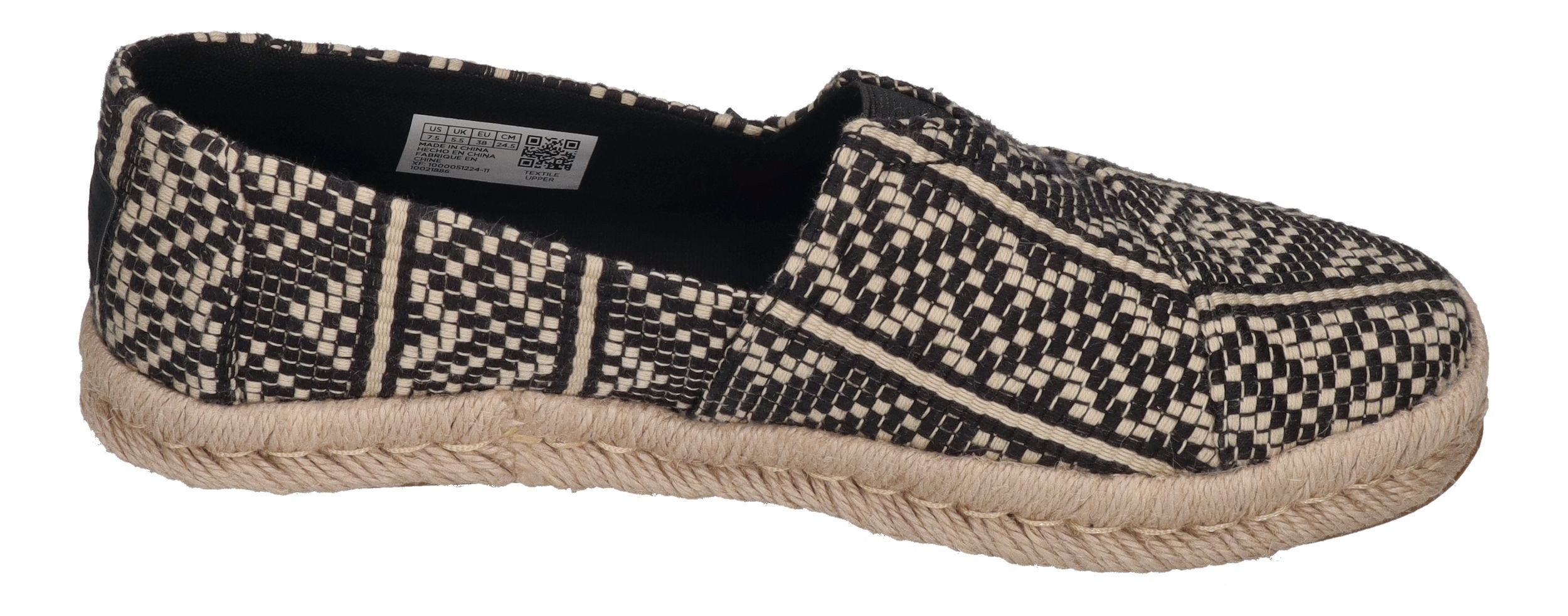 TOMS ALPARGATA ROPE 2.0 Espadrille Black Diamond Global Woven