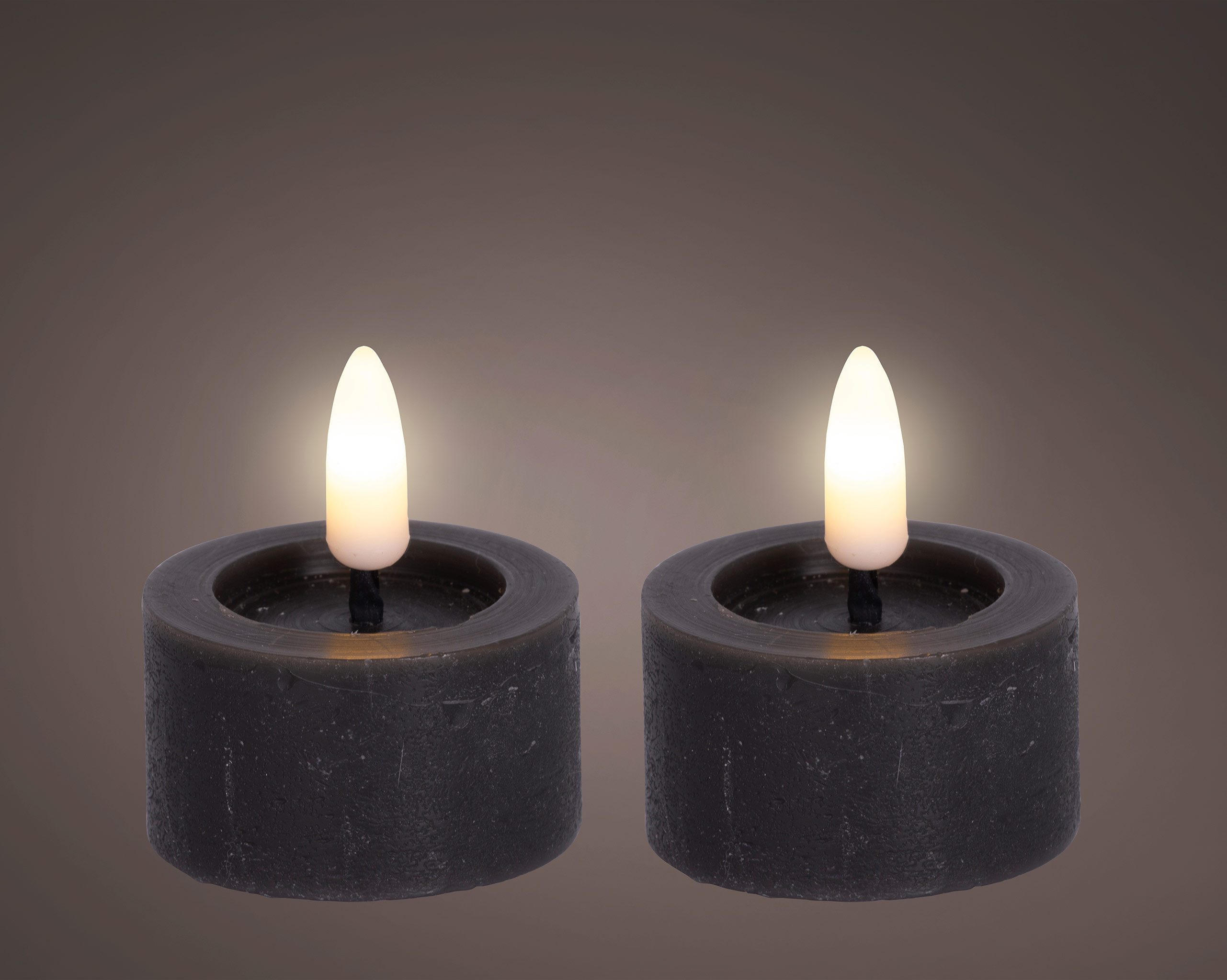 Lumineo LED-Kerze, LED Teelichter mit Timer 4,4x5cm Wachs Grau / Warmweiß 2 günstig online kaufen