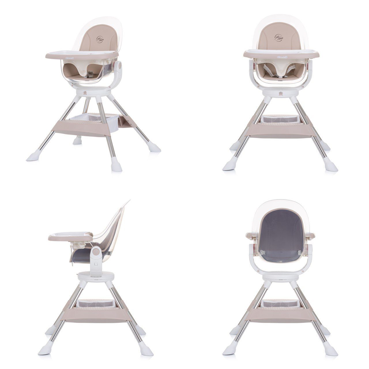 Sitz Vision, 360° verstellbar Chipolino beige drehbar, Kinderhochstuhl Rückenlehne Hochstuhl