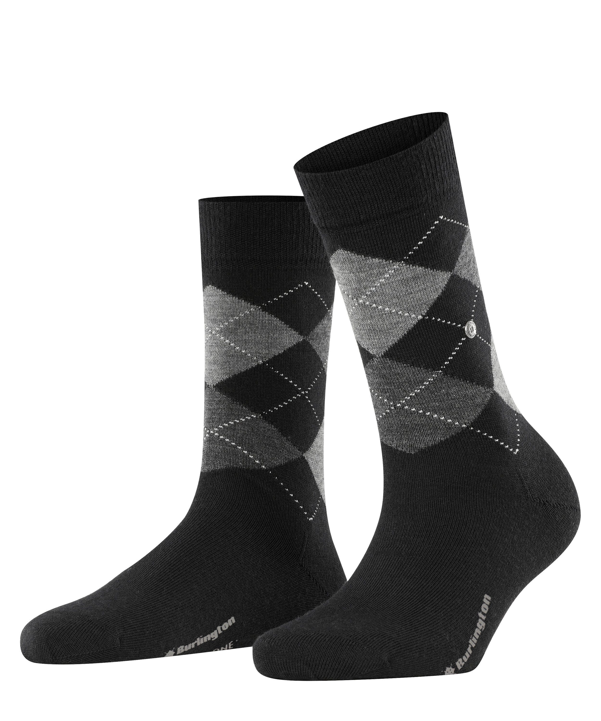 Burlington Socken Marylebone Einheitsgröße 36-41, wärmende Wollmischung, Argyle-Muster