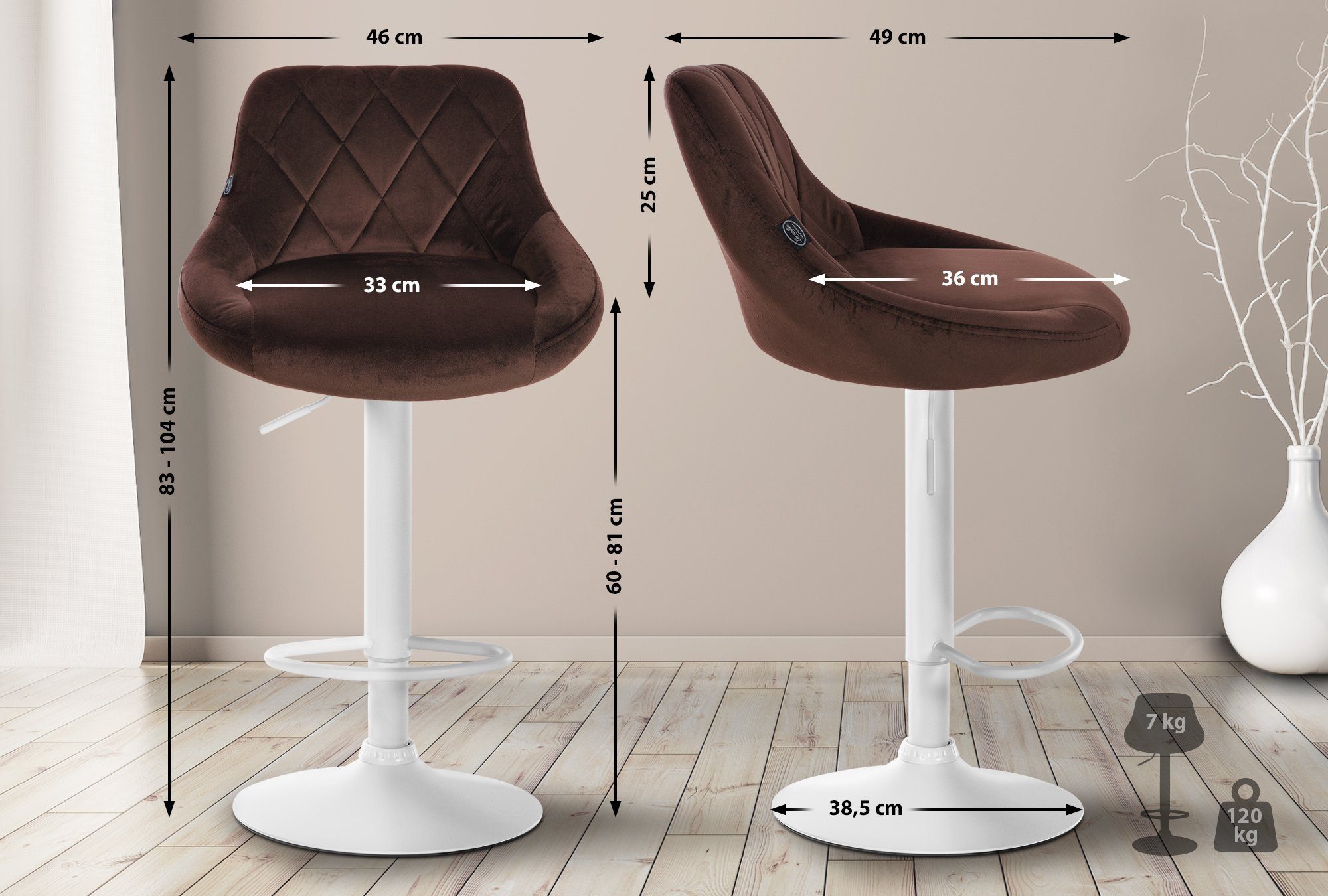 CLP Barhocker Lazio Samt (2er Set, günstig online kaufen