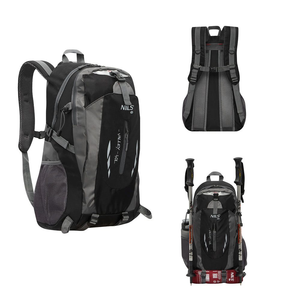 NILS CAMP Trekkingrucksack Wanderrucksack Tourenrucksack Outdoorrucksack (Spar-Set, 1-tlg., 51 x 31 x 18 cm leicht), 40 l, nur 500 g, Trennwand, Belüftung
