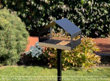 WONDERMAKE Vogelhaus mit Ständer wetterfest groß, Metall Vogelfutterhaus Vogelhäuschen XL