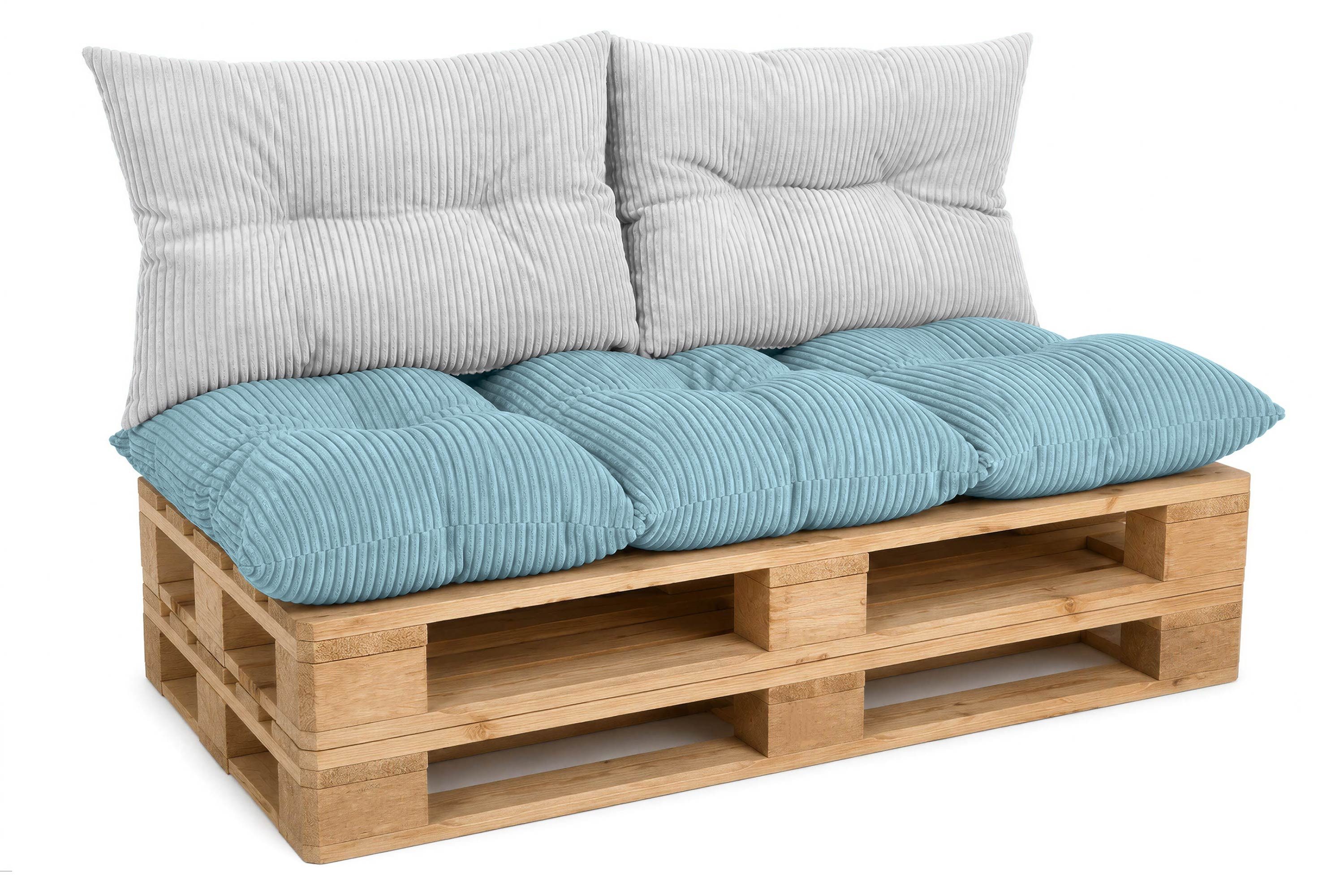 Amilian Palettenkissen Palettenauflagen Set 3-tlg., 120x80 cm + 2x 40x60 cm, für Palettenmöbel, Balkon, Terrasse und Wohnbereich