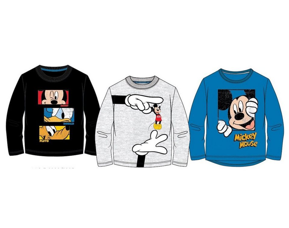 Disney Micky Goofy Langarmshirt Shirt Pulli Longsleave Langarm Weiß Baumwolle