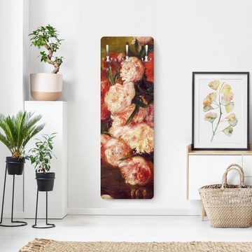 Bilderdepot24 Garderobenpaneel rot Blumen Floral Kunst Auguste Renoir - Stillleben mit Pfingstrosen (ausgefallenes Flur Wandpaneel mit Garderobenhaken Kleiderhaken hängend), moderne Wandgarderobe - Flurgarderobe im schmalen Hakenpaneel Design