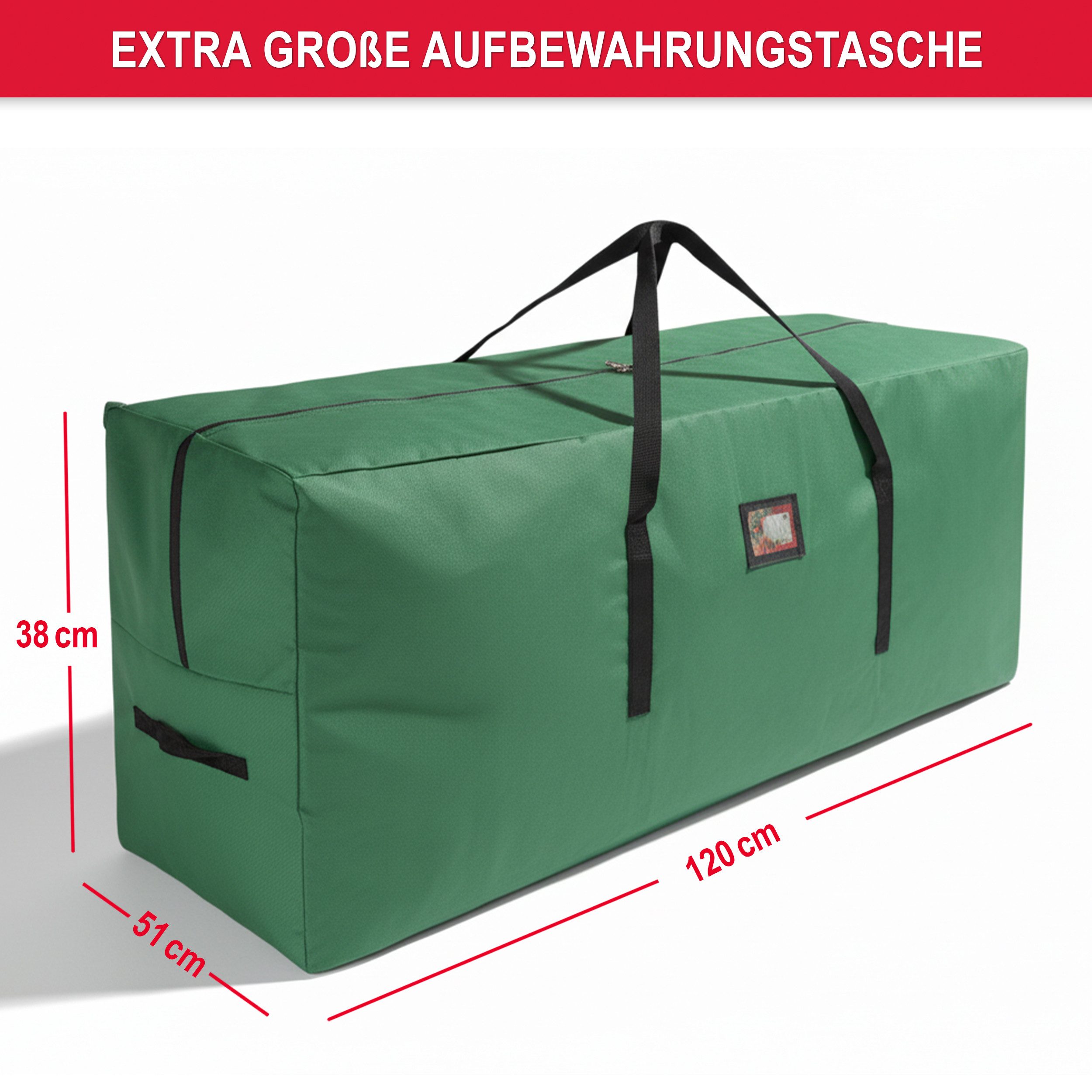 Onbest Aufbewahrungstasche Weihnachtsbaum Christbaum künstlicher Baum Tasche mit 5 Karten, Wasserabweisend, Reißverschluss, XXL, 600D Oxford
