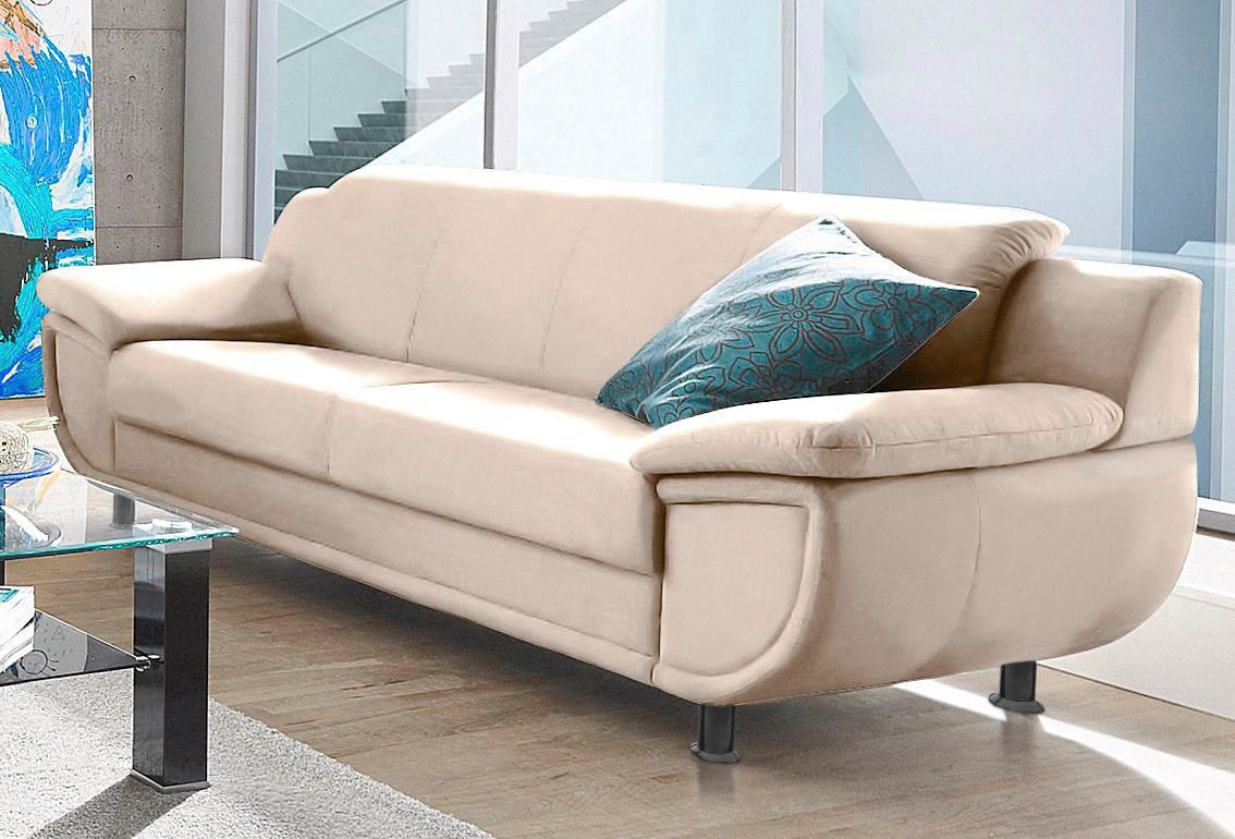 TRENDMANUFAKTUR 3-Sitzer Rondo, Breite 207 cm, breite Armlehnen, Füße schwarz, Big-Sofa wahlweise mit Federkern, in verschiedenen Bezügen bestellbar