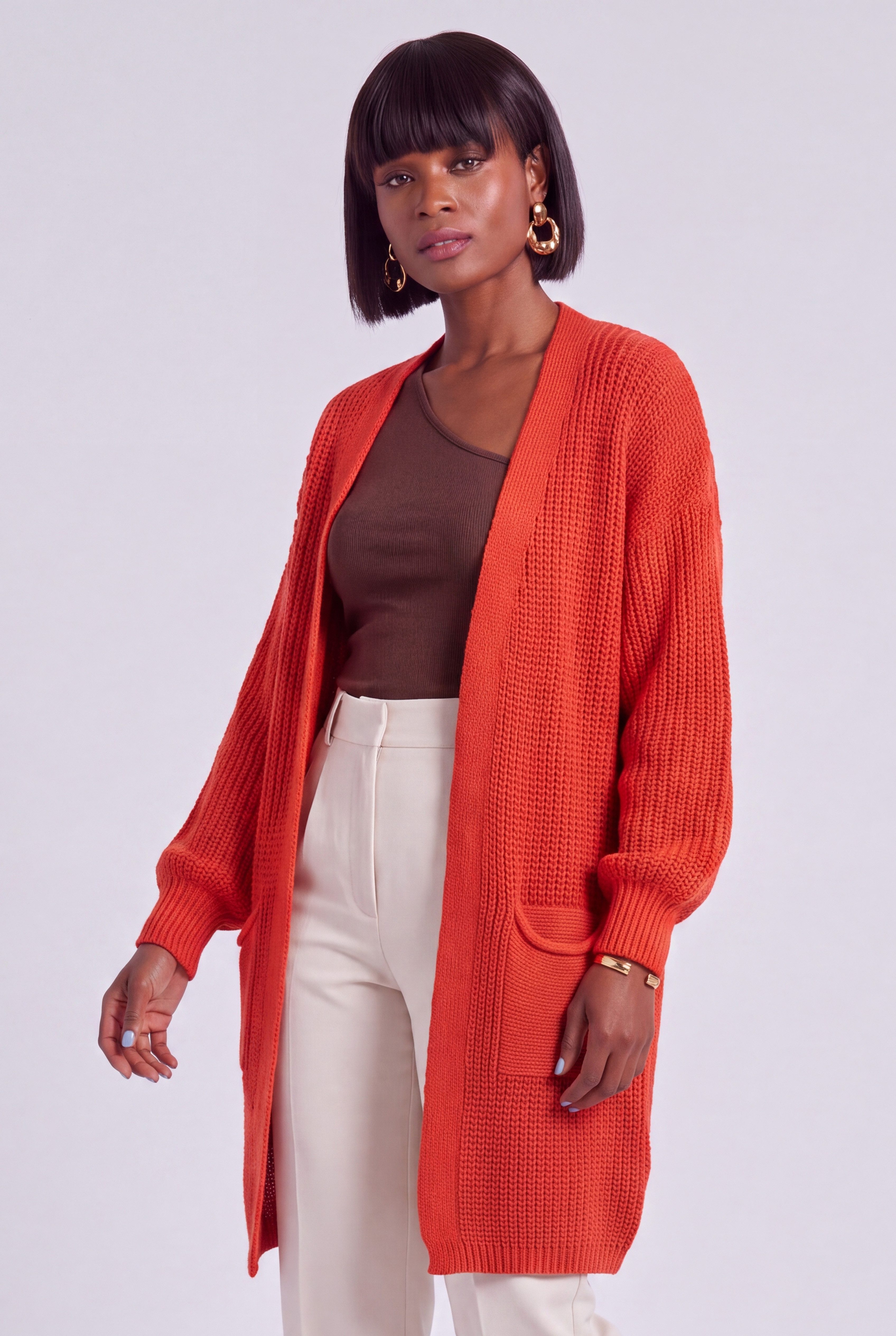YC Fashion & Style Cardigan Offene Damen Strickjacke aus Grobstrick mit Taschen – One Size 34–46 in Unifarbe