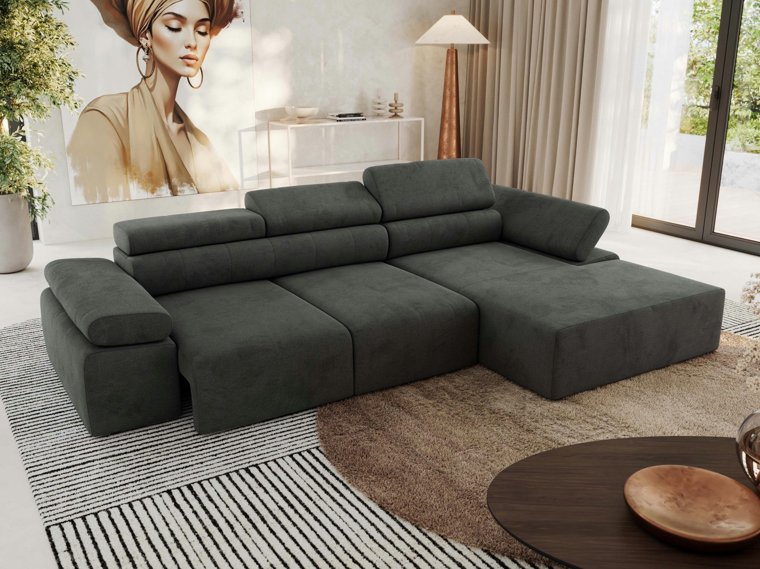 MKS MÖBEL Ecksofa RILASSO L, Set, moderne Ecksofa, Wellenfedern, Polyurethanschaum, Ecksofa elektrisch, L-Form, Sitztiefenverstellung, Relaxfunktion