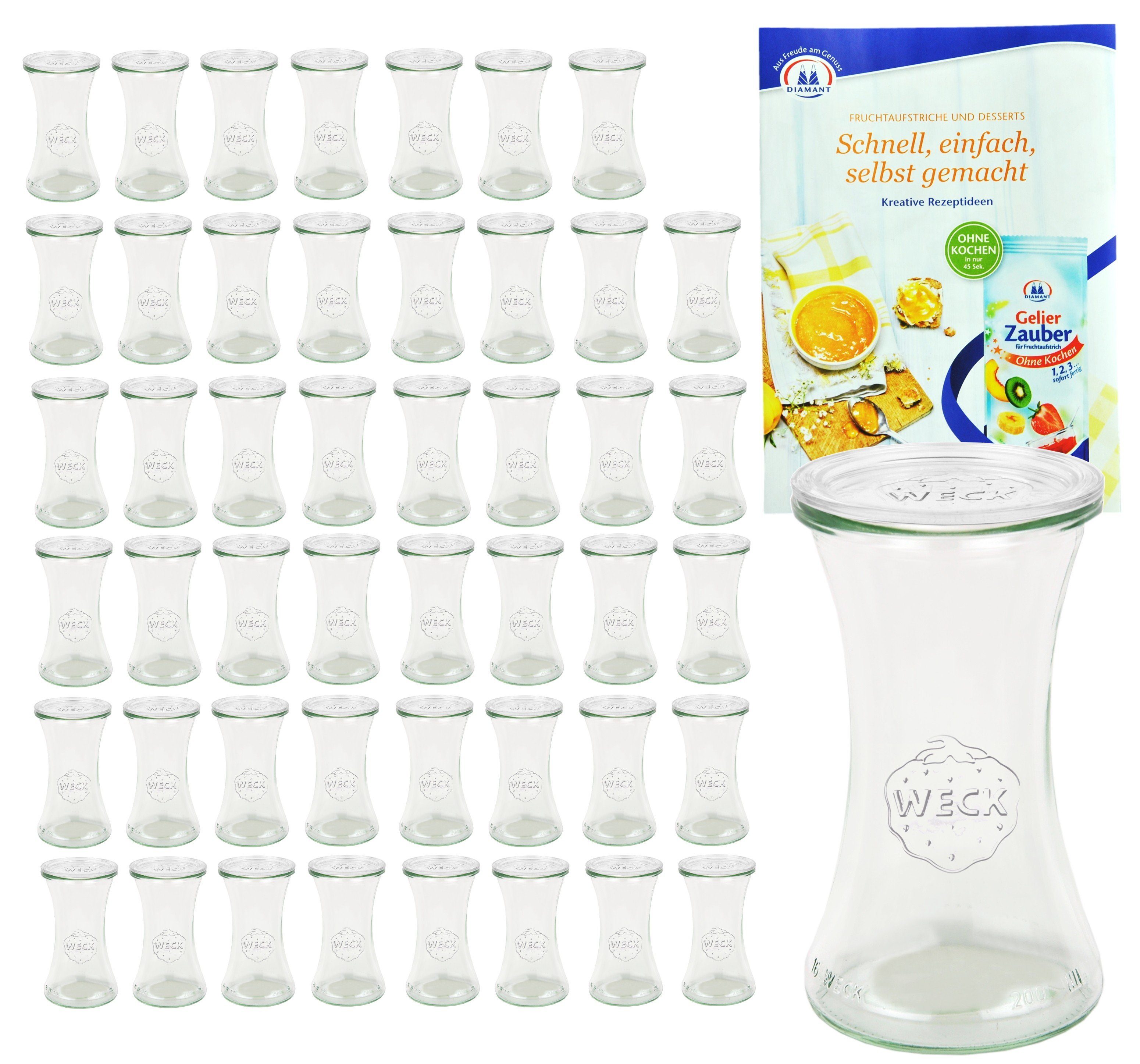 MamboCat Einmachglas 48er Set Weck Gläser 200ml Delikatessenglas mit 48 Glasdeckeln, Glas