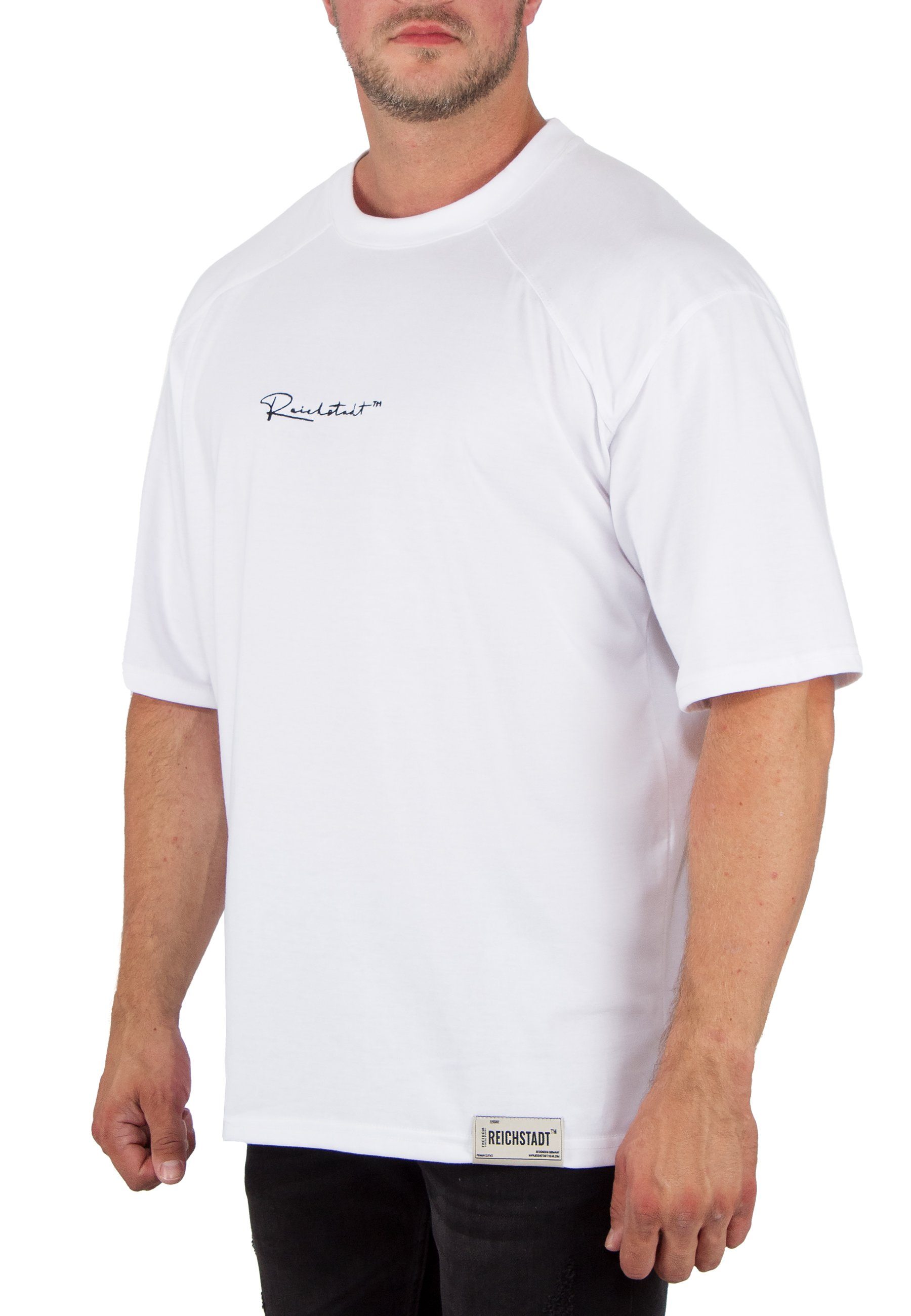 Reichstadt Oversize-Shirt Reichstadt Herren T-Shirt auf Stitching (1-tlg) Weiß 22RS033A Brust mit der