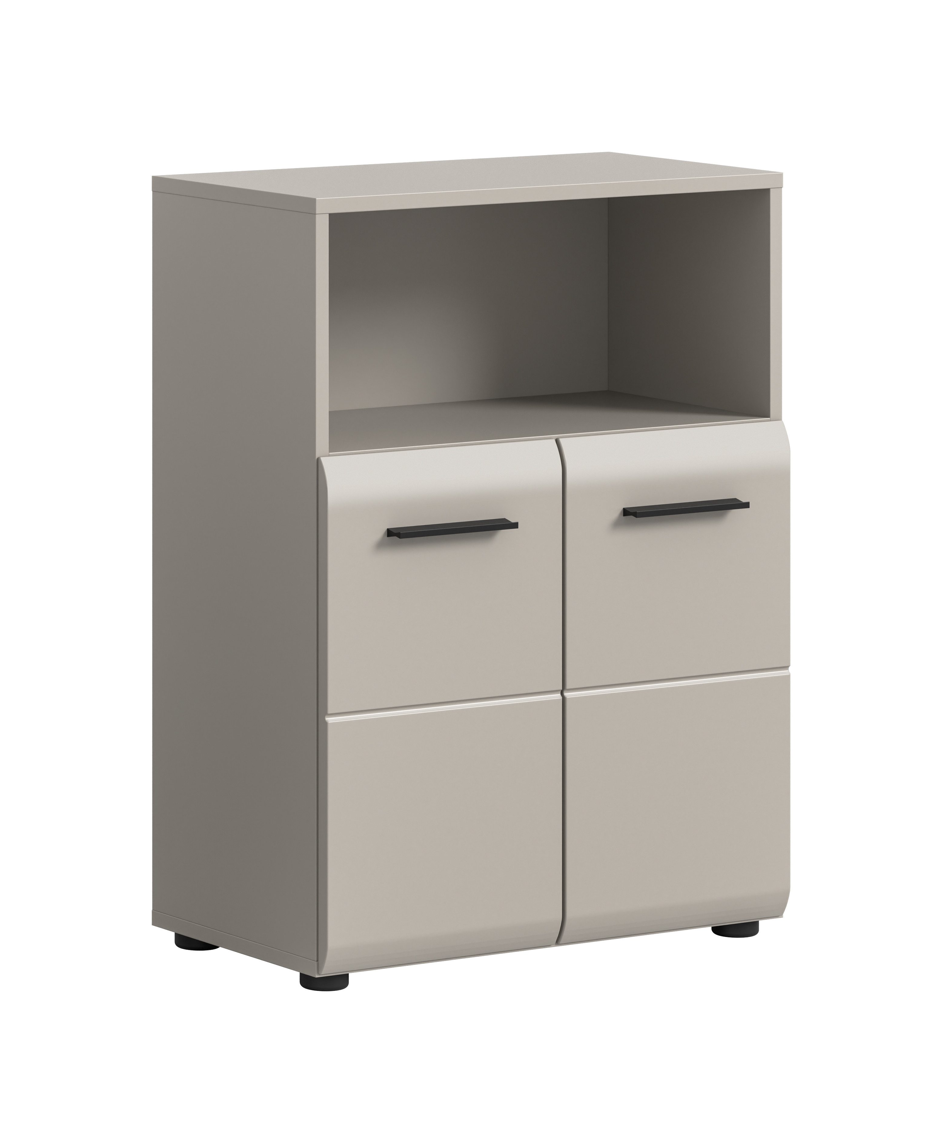 furnling Badkommode Standschrank Ivy, Midikommode mit 2 Türen & offenem Fach, MDF Front, Stauraumschrank Bad