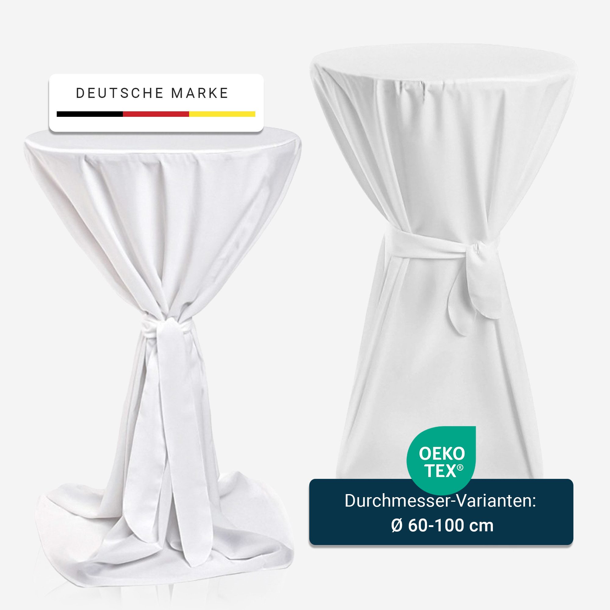 TexDeko Stehtischhusse Premium für Bistrotisch mit Schleifenband Bartisch-Überzug blickdicht, unifarben, Farbe & Durchmesser: nach Wahl – Bild 3 von 5