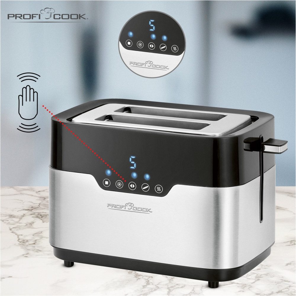 ProfiCook Toaster ProfiCook PC-TA 1170 Kompakt-Toaster Edelstahlgerät, Kompakt-Toaster, für 2 Scheiben