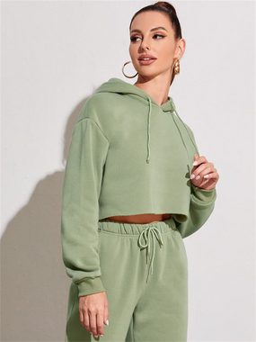 AFAZ New Trading UG Abendkleid Kurzes, bauchfreies Damen-Sweatshirt mit langen Ärmeln und Kapuze