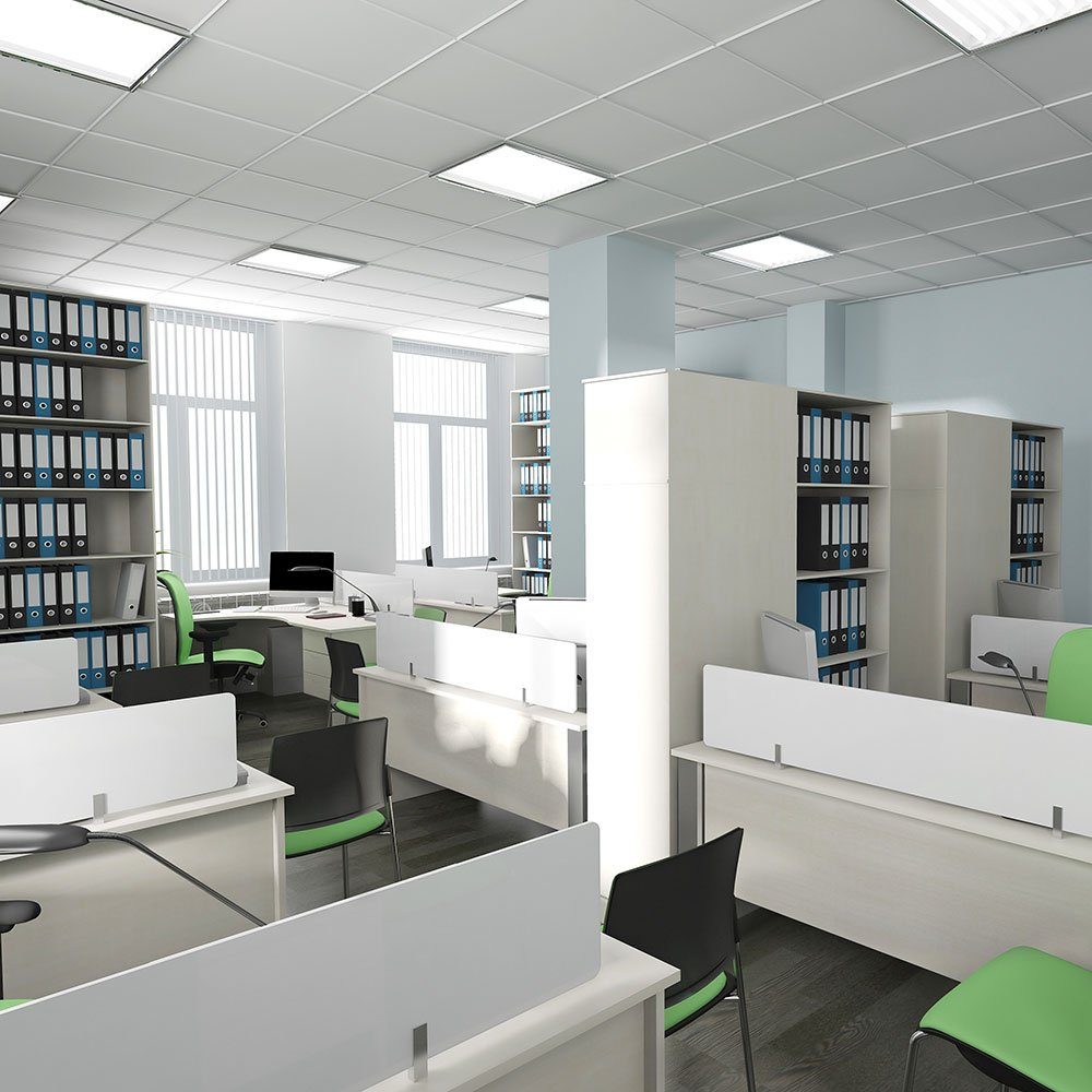 Einbau Praxis Lampen LED Büro Kaltweiß, LED-Leuchtmittel verbaut, etc-shop fest Set Panel Deckenleuchte, LED weiß 2er Decken Strahler