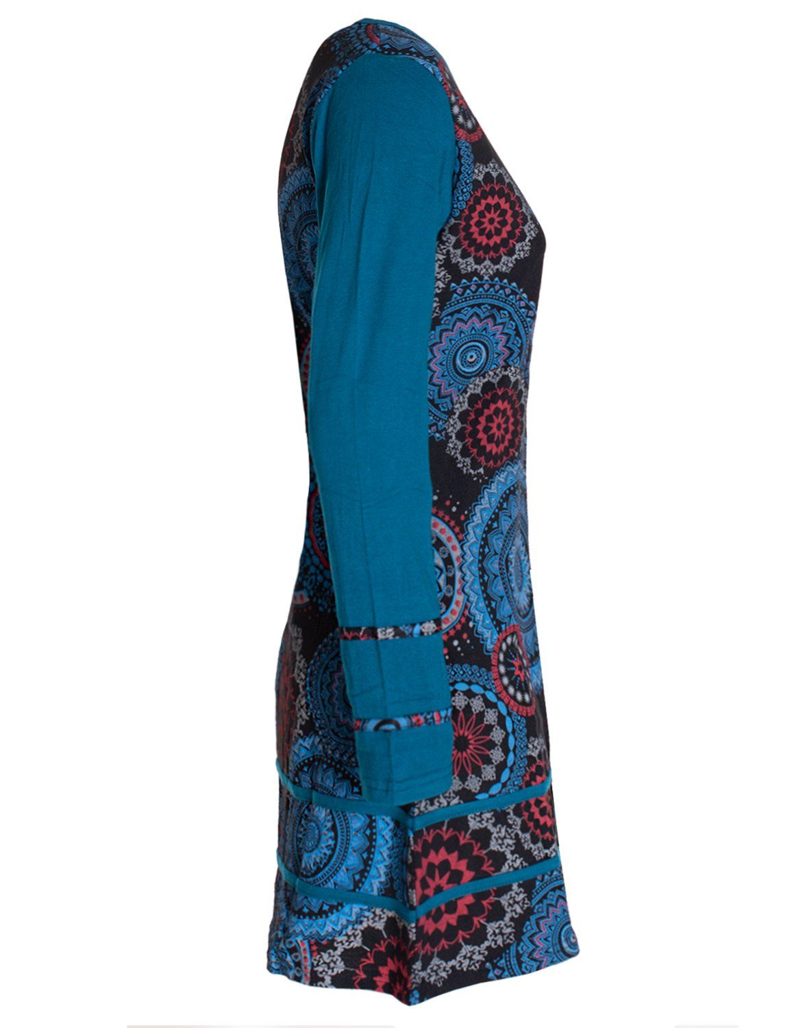 Vishes Jerseykleid Langarm Longshirt-Kleid Sweatkleid Shirt-Kleid Madalas Hippie, Ethno, Elfen, Retro Style – Bild 3 von 5