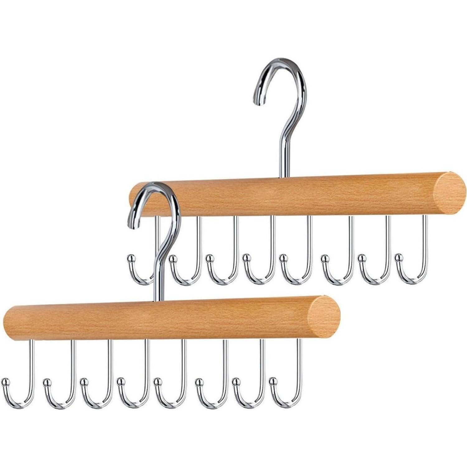 LuxusKollektion Krawattenhalter Gürtelhalter Holz 8 Haken 2er BH Schals Kleiderbügel aus Holz