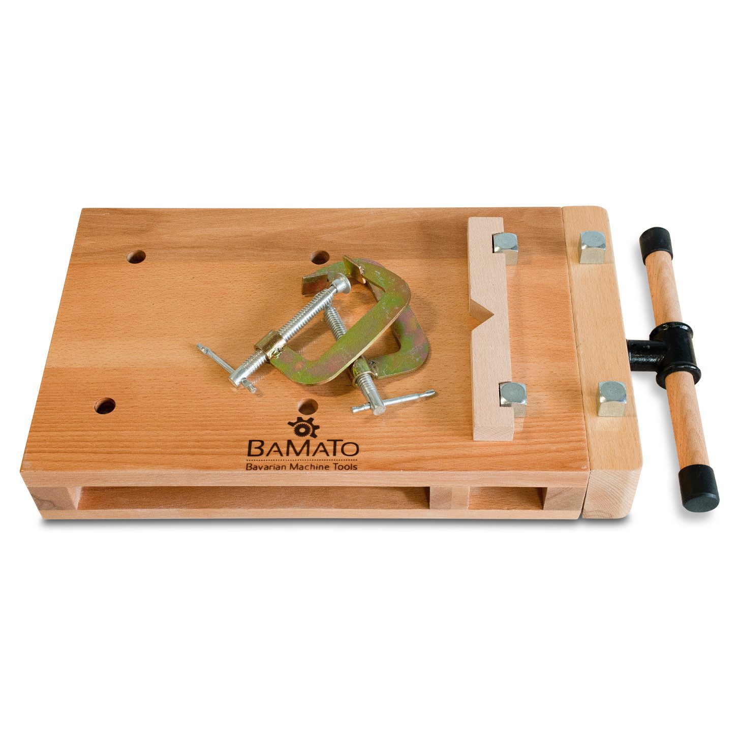 BAMATO Hobelbank WORK-530, (1-tlg), 1x Spannzange, 4x Bankhaken, Massivholz Hobelbank, Mini-Hobelbank