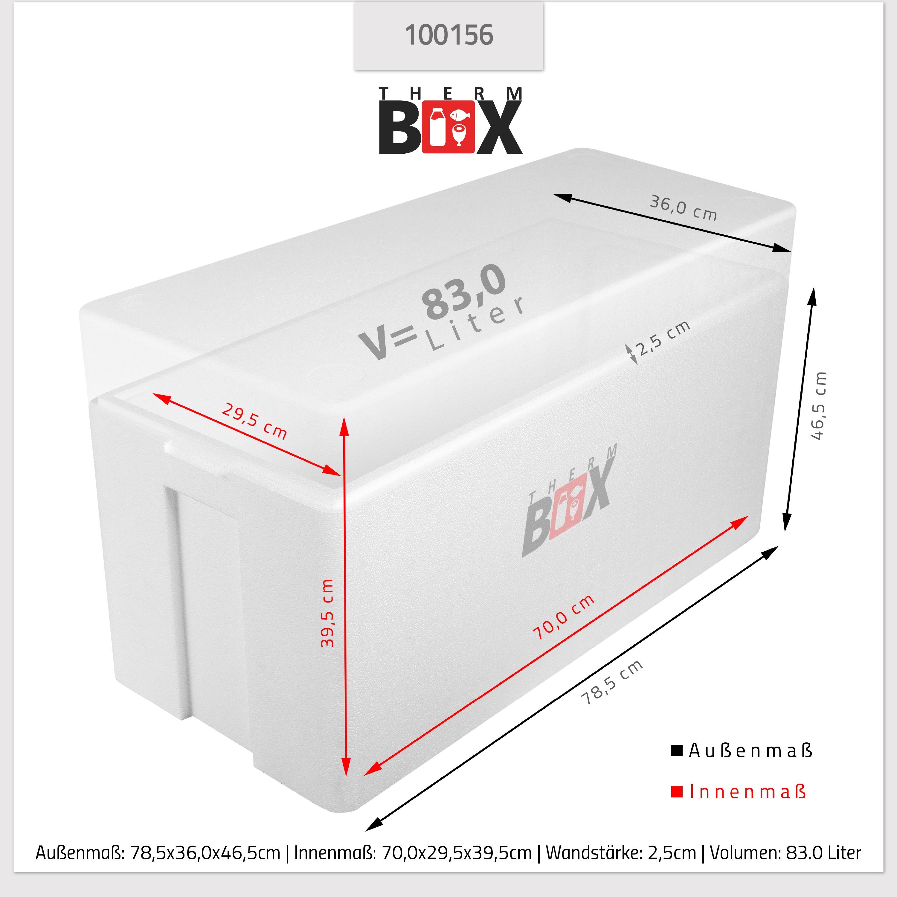 Karton), im Kühlbox Innenmaß:70x29x39cm, Thermobehälter Wand: Styropor-Verdichtet, 83L Isolierbox Thermobox Warmhaltebox mit (1, Deckel 83W Wiederverwendbar Box 2,5cm THERM-BOX 0-tlg., Styroporbox