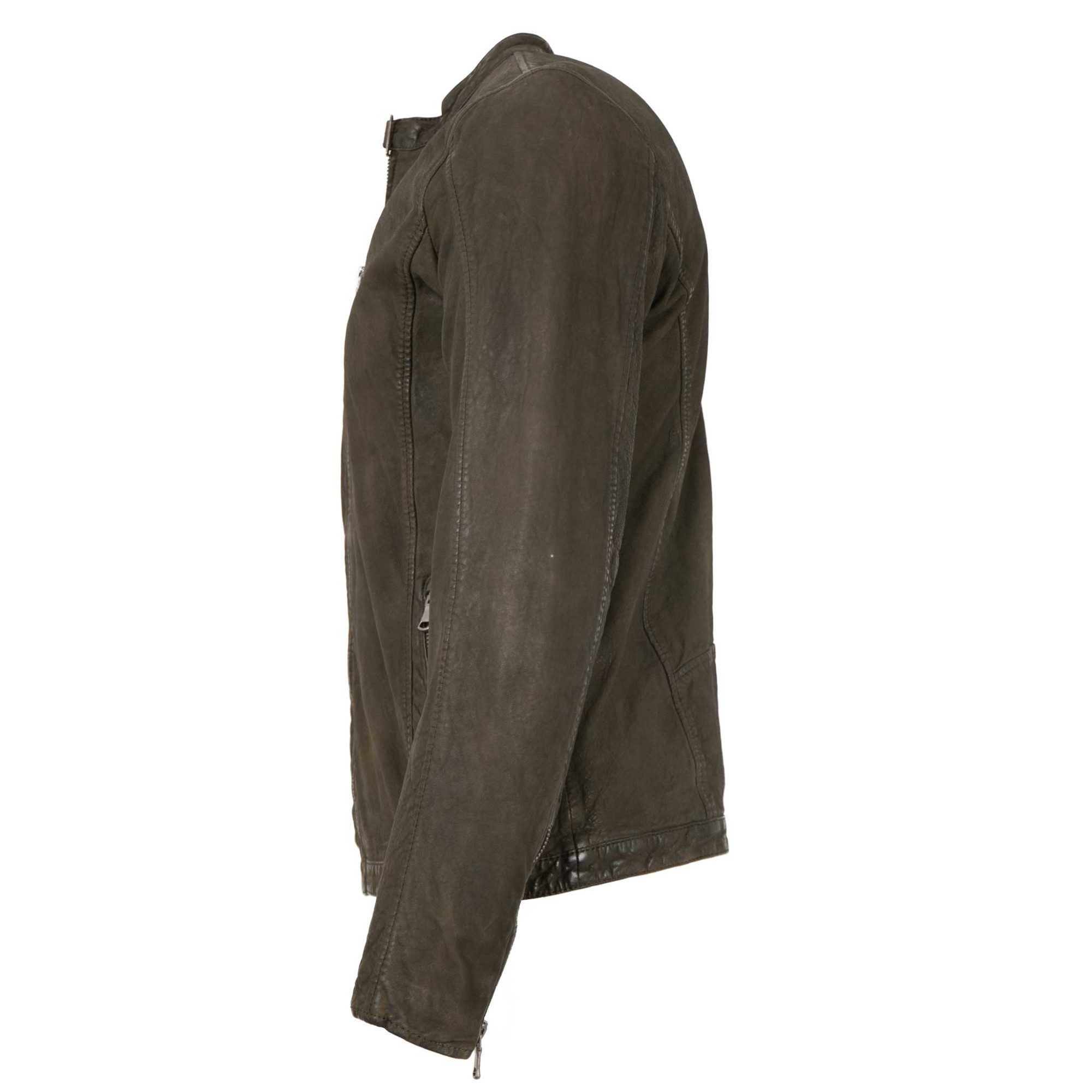 Freaky Nation Lederjacke Maik-FN Freaky Nation - Herren Lederjacke Lammleder olive