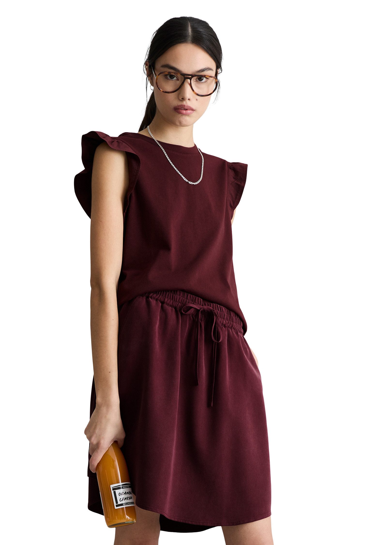 Marc O'Polo DENIM T-Shirt aus Material-Mix